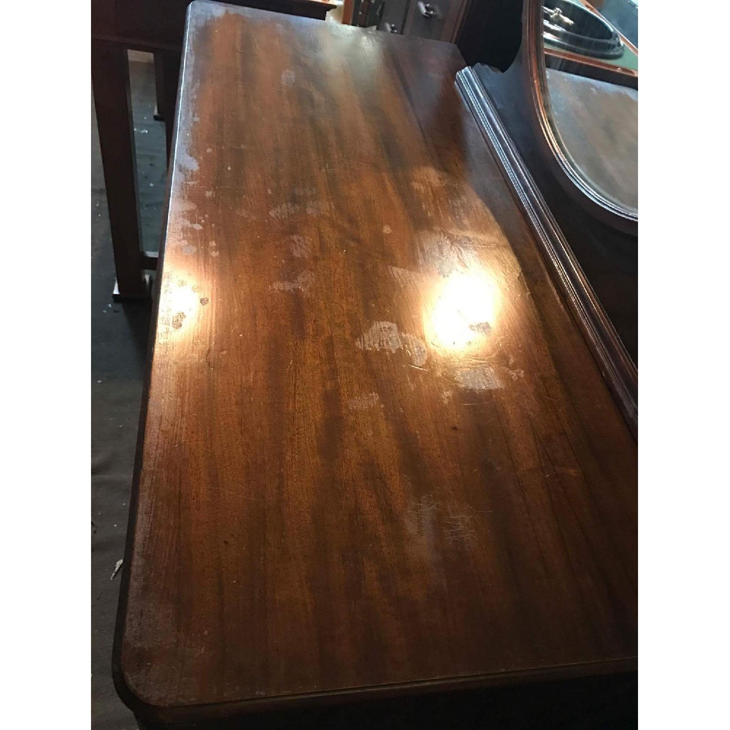 Antique 1930s Mahogany Dresser on Wheels w/ Original Handles & Mirror - image-19