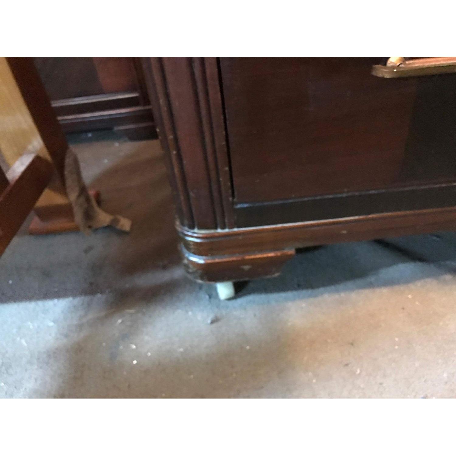 Antique 1930s Mahogany Dresser on Wheels w/ Original Handles & Mirror - image-25