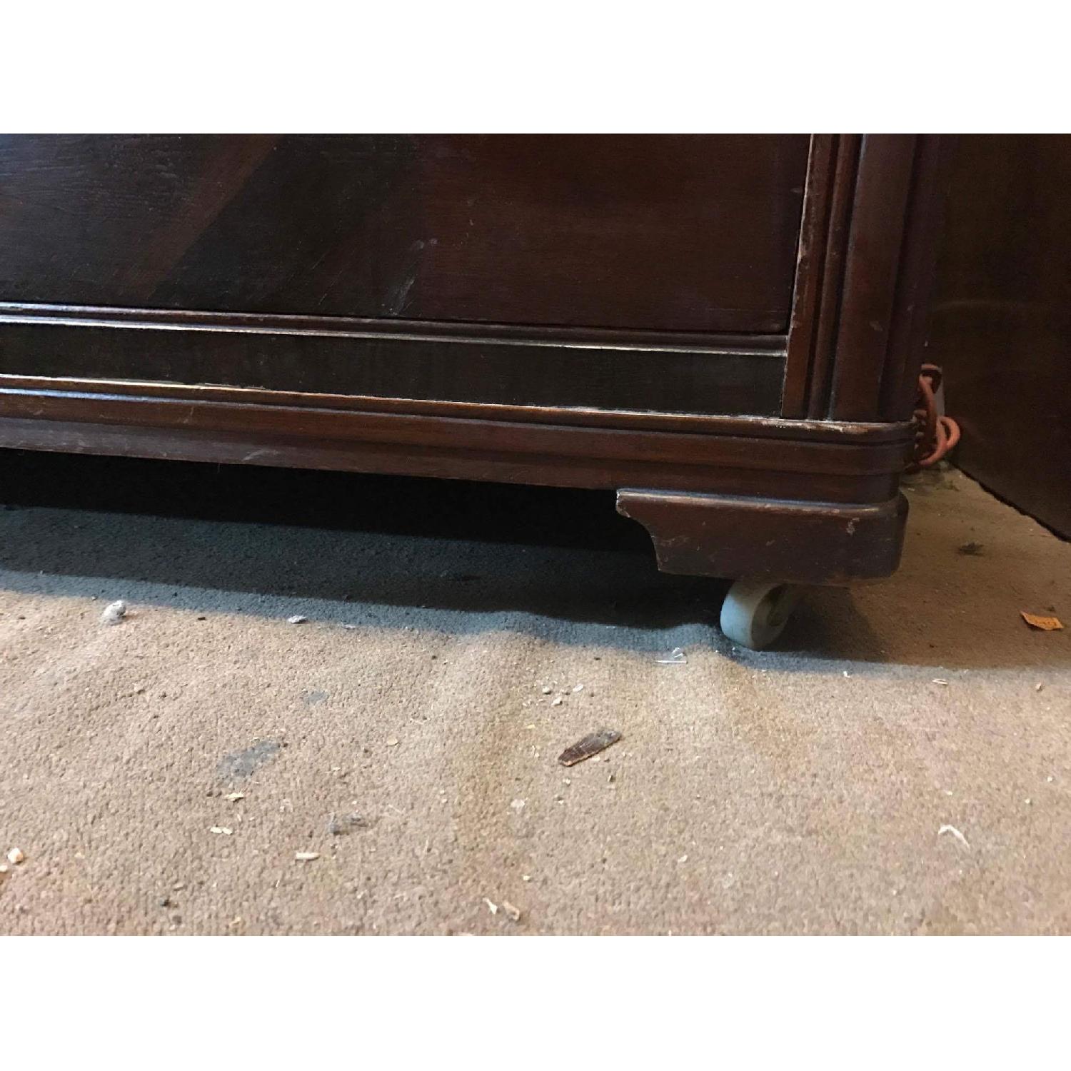 Antique 1930s Mahogany Dresser on Wheels w/ Original Handles & Mirror - image-26