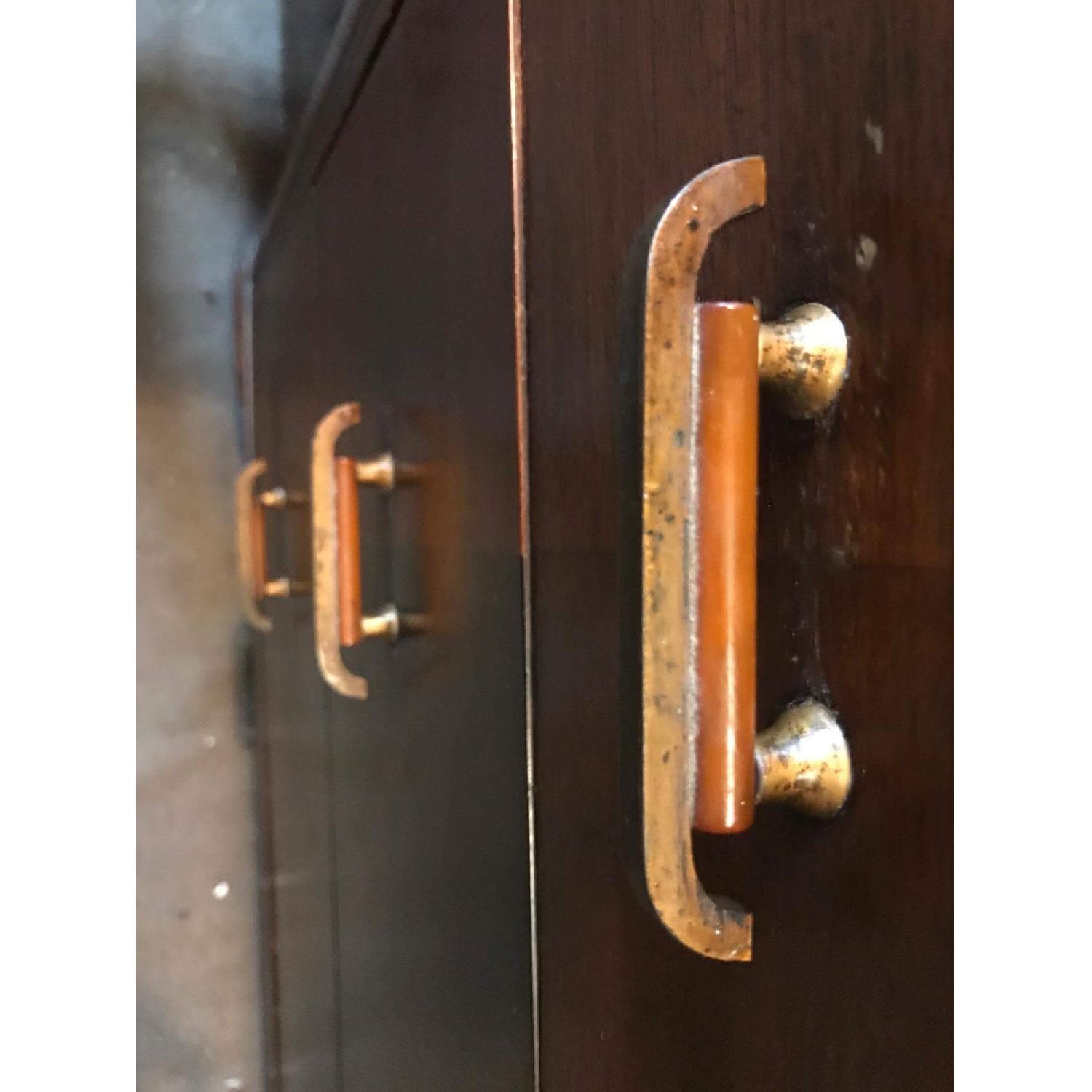 Antique 1930s Mahogany Dresser on Wheels w/ Original Handles & Mirror - image-28