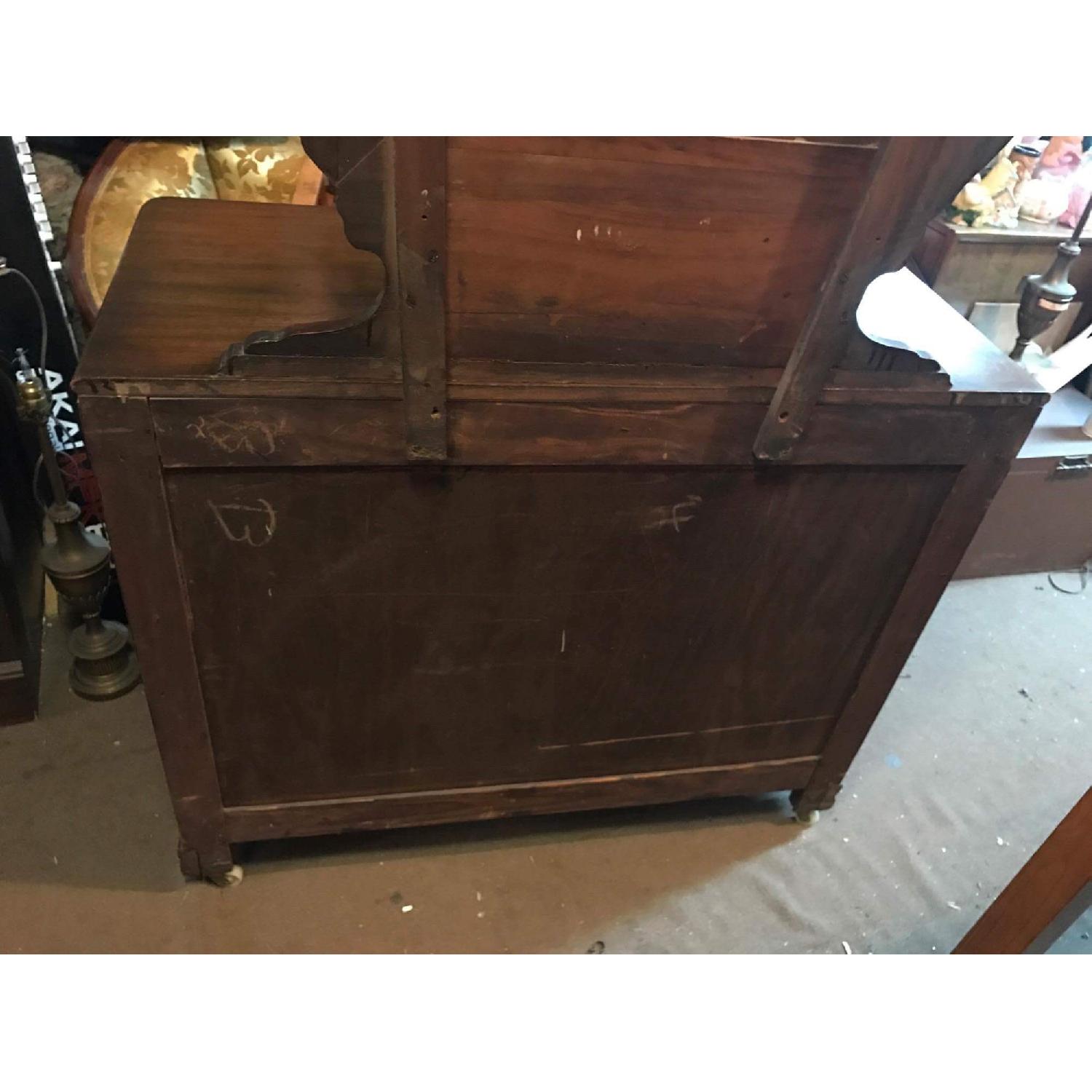 Antique 1930s Mahogany Dresser on Wheels w/ Original Handles & Mirror - image-33