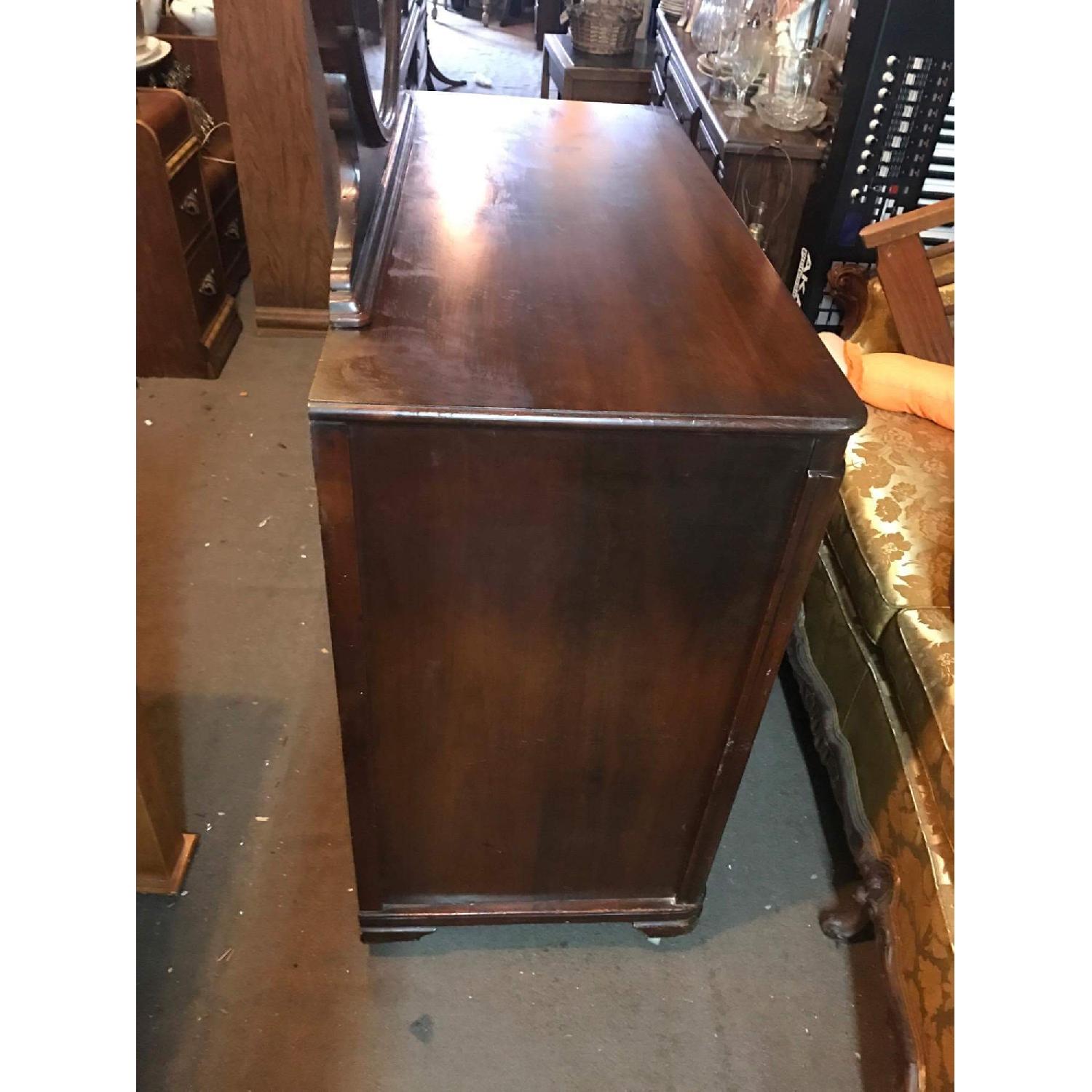 Antique 1930s Mahogany Dresser on Wheels w/ Original Handles & Mirror - image-34