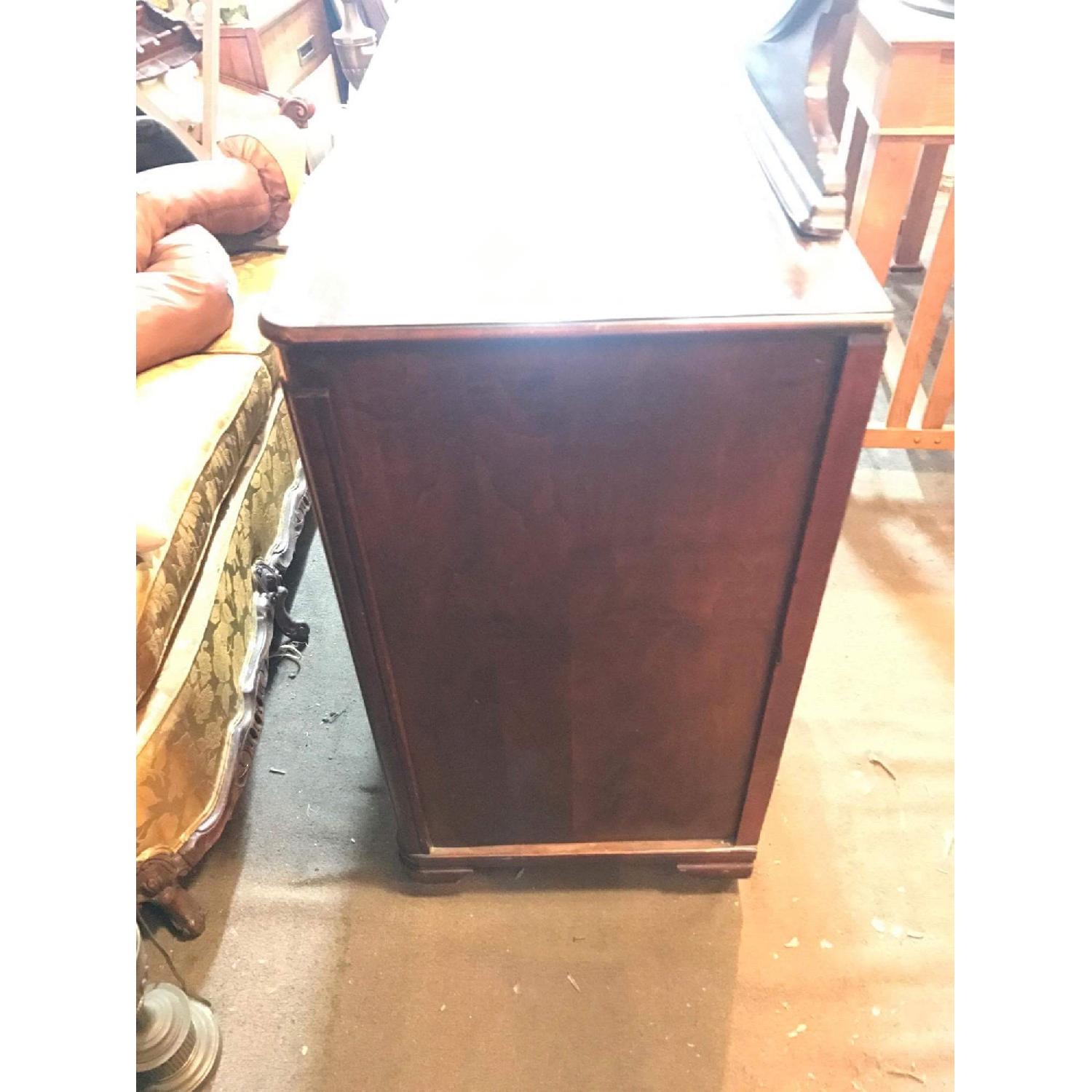 Antique 1930s Mahogany Dresser on Wheels w/ Original Handles & Mirror - image-35