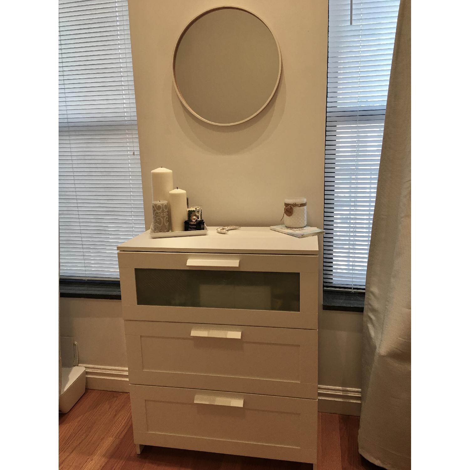 Ikea Brimnes Frosted Glass 3Drawer Dresser in White AptDeco