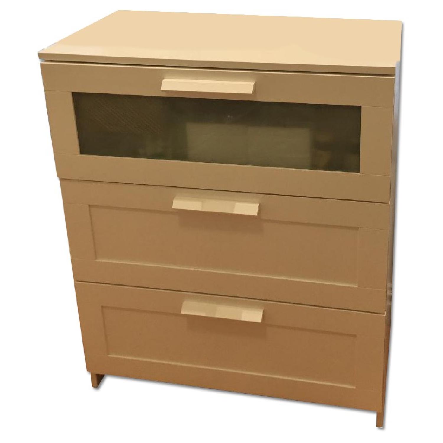 Ikea Brimnes Frosted Glass 3Drawer Dresser in White AptDeco
