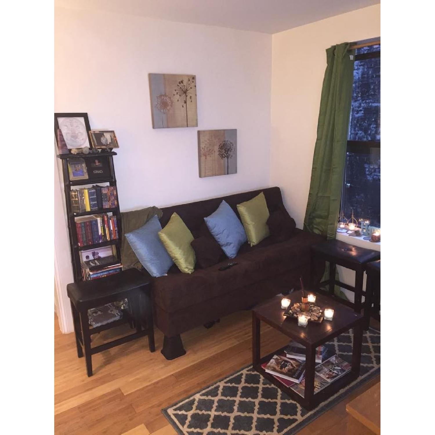 Deep Brown Sleeper Sofa w/ Storage - image-1