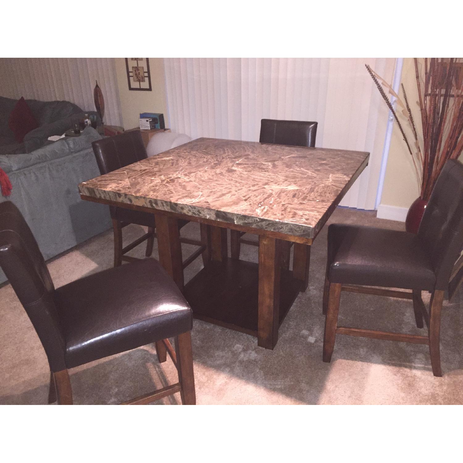 Ashley's Faux Top Marble Counter Height Table w/ 4 Stools - image-1