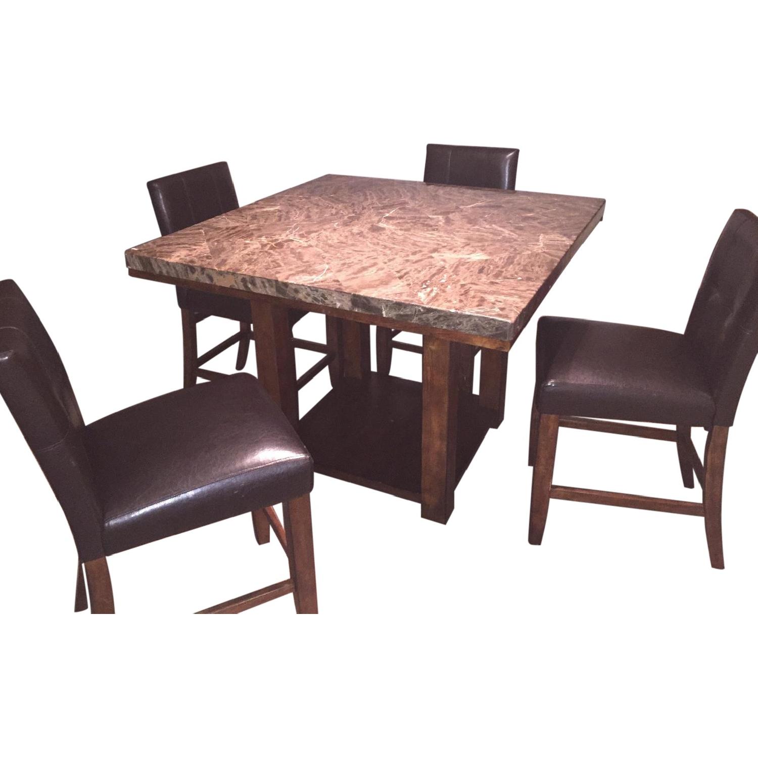 Ashley's Faux Top Marble Counter Height Table w/ 4 Stools - image-0