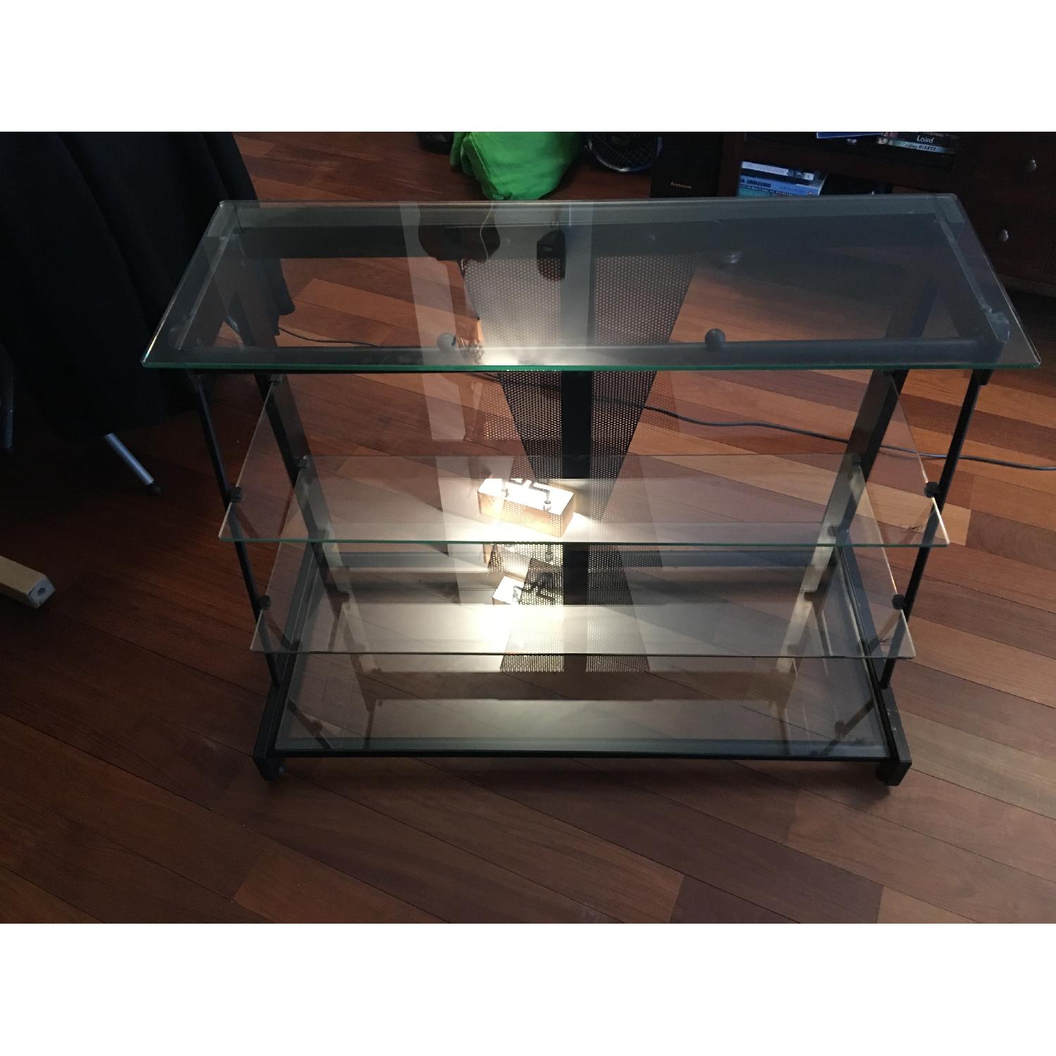 Metal TV Stand w/ Glass Shelves - image-1
