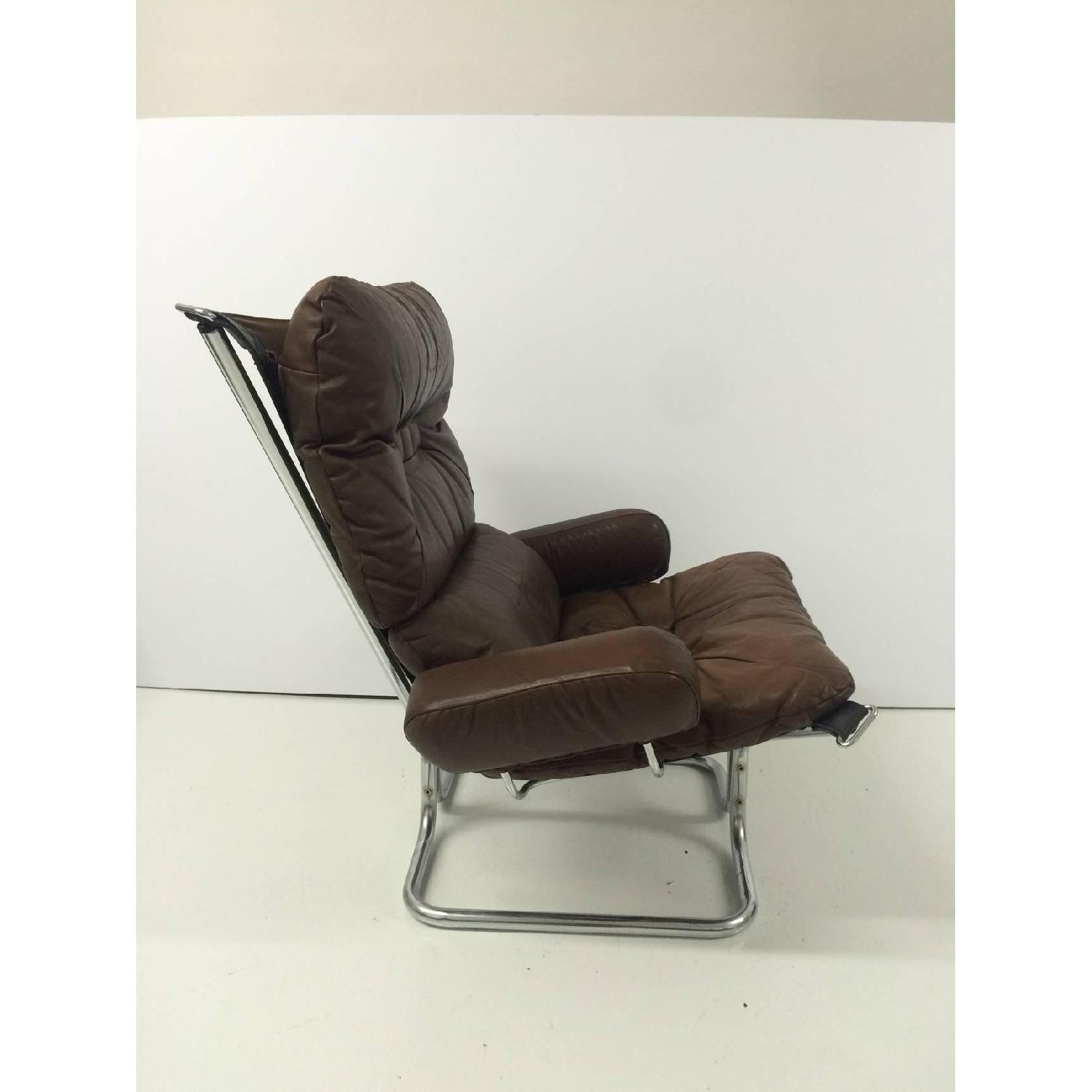 Westnofa 1969 Ingmar Relling Leather & Chrome Lounge Chair - image-2