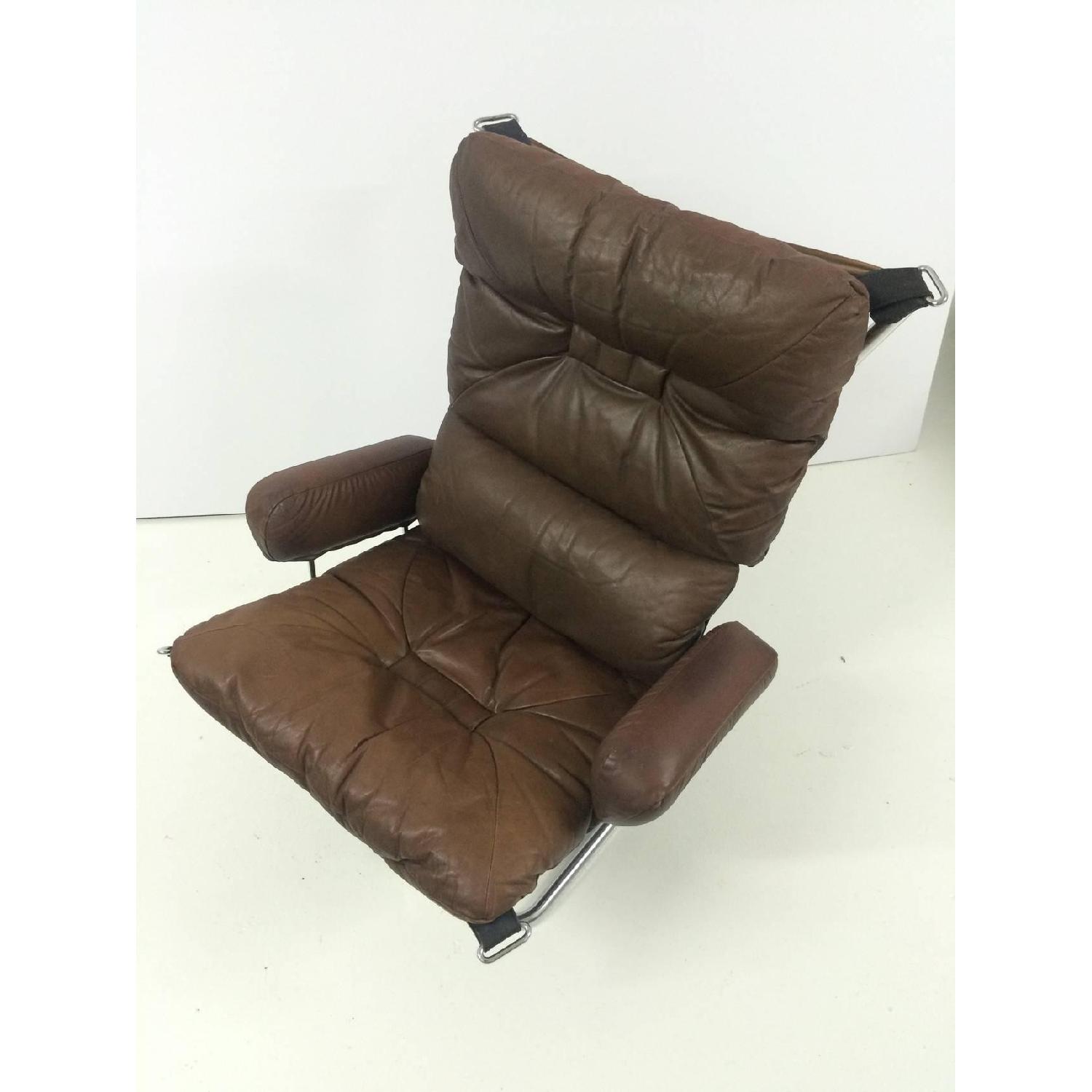 Westnofa 1969 Ingmar Relling Leather & Chrome Lounge Chair - image-3