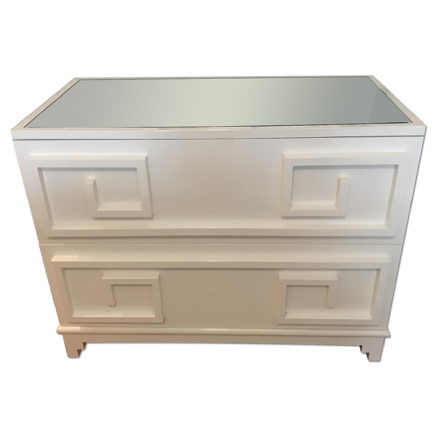 Greek Key Two Drawer Dresser w/ Mirrored Top - image-0