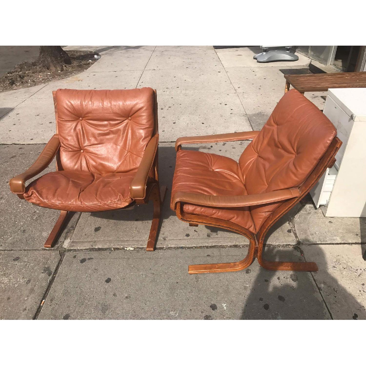 Westnofa Vintage Mid Century Leather Lounge Chairs - image-1