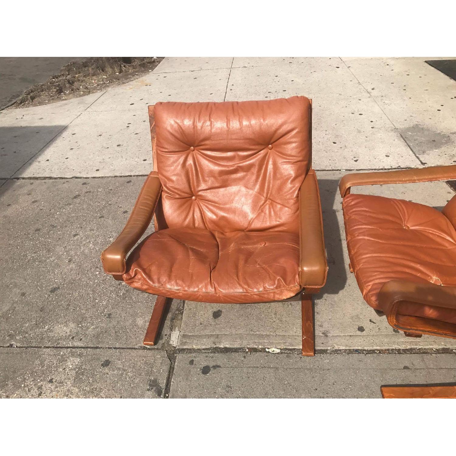 Westnofa Vintage Mid Century Leather Lounge Chairs - image-2