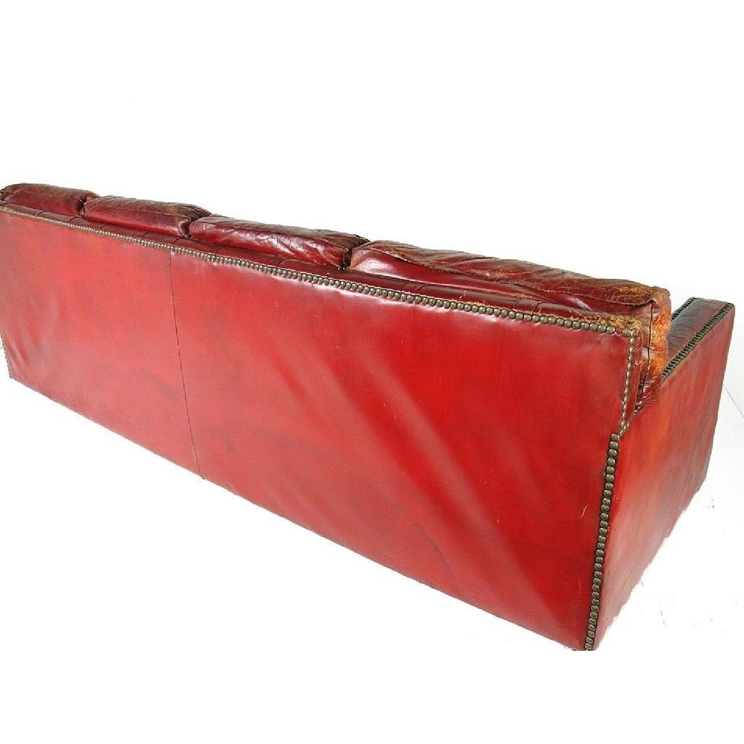 Vintage 40s Oxblood Red Leather Sofa w/ Brass Nailheads - image-2