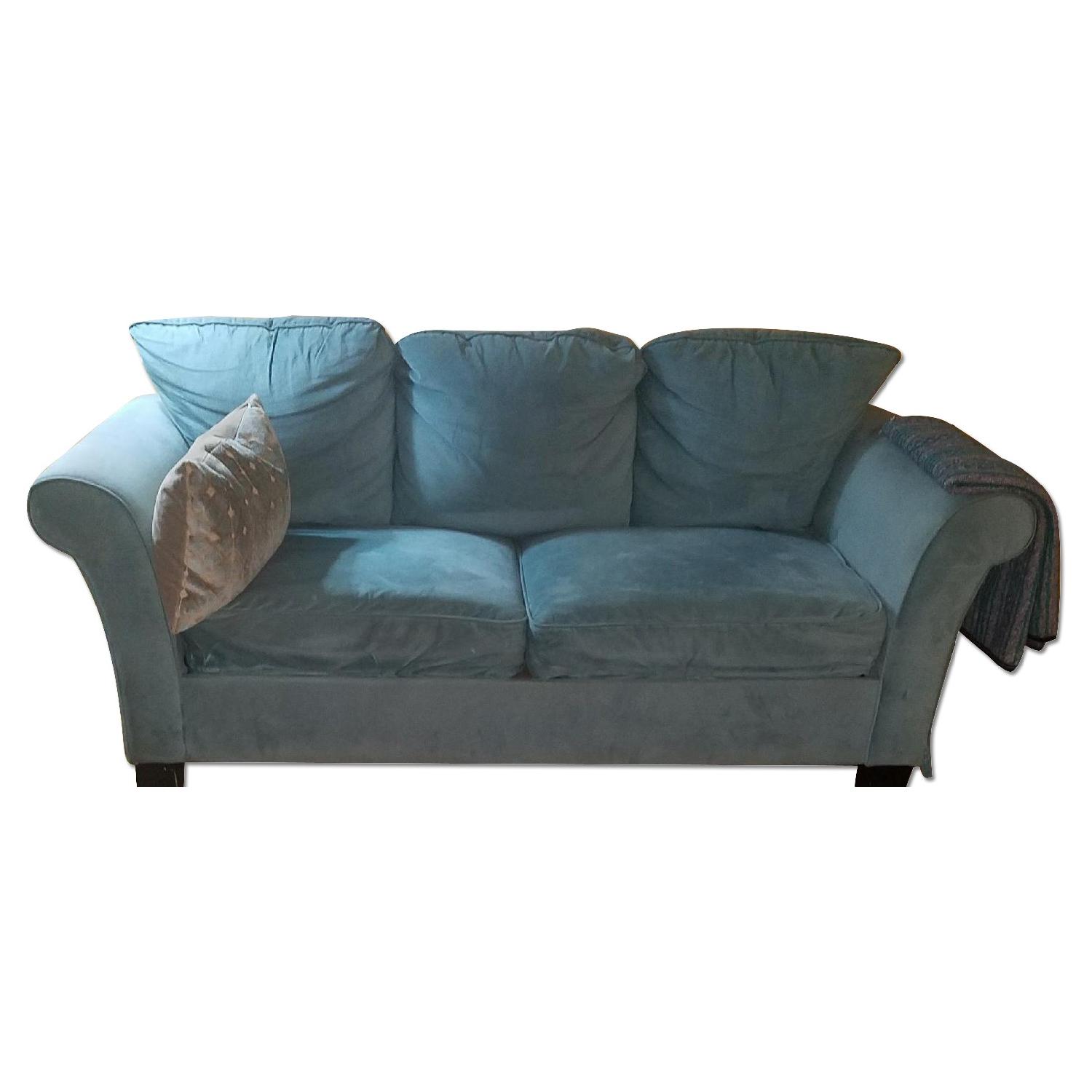 Modern Turquoise Blue Velvet Sofa AptDeco