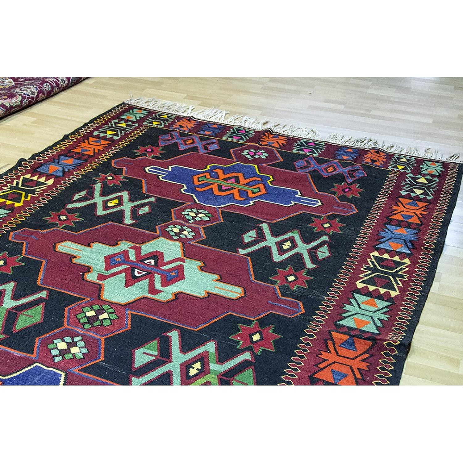 Turkish Vintage Hand-Woven Kilim Rug - image-2