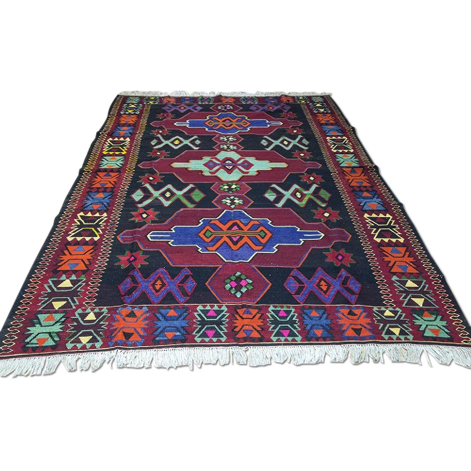 Turkish Vintage Hand-Woven Kilim Rug - image-0