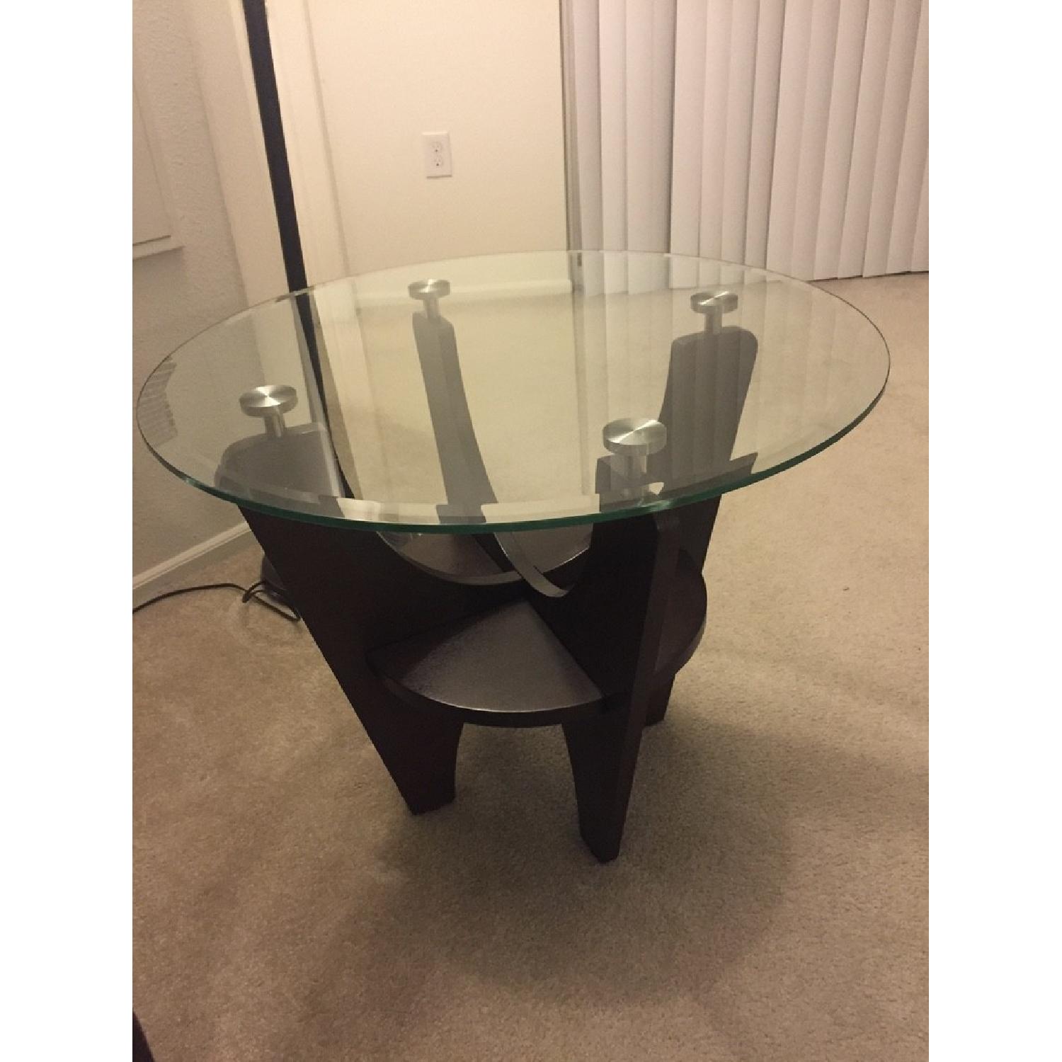 Value City Furniture Glass & Wooden Side Table - image-1