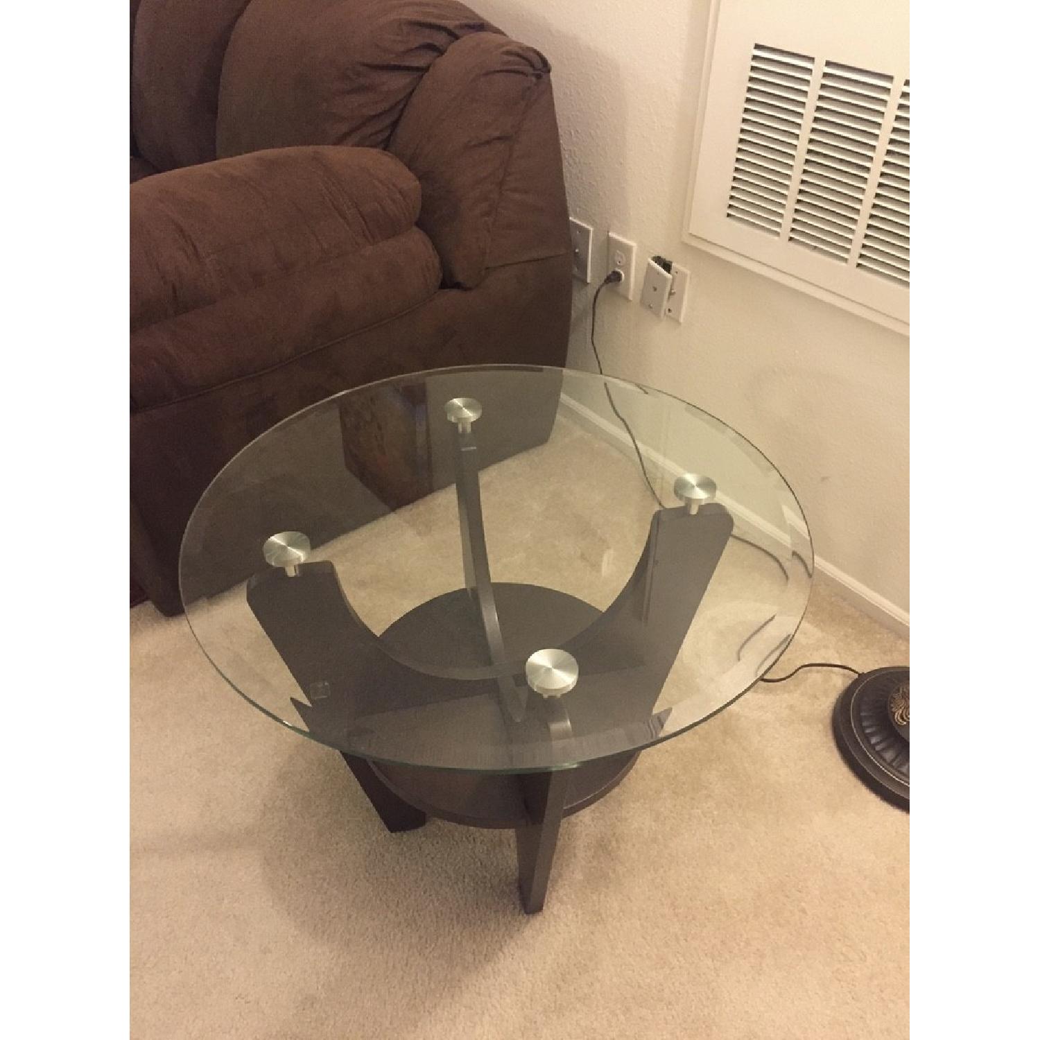 Value City Furniture Glass & Wooden Side Table - image-2