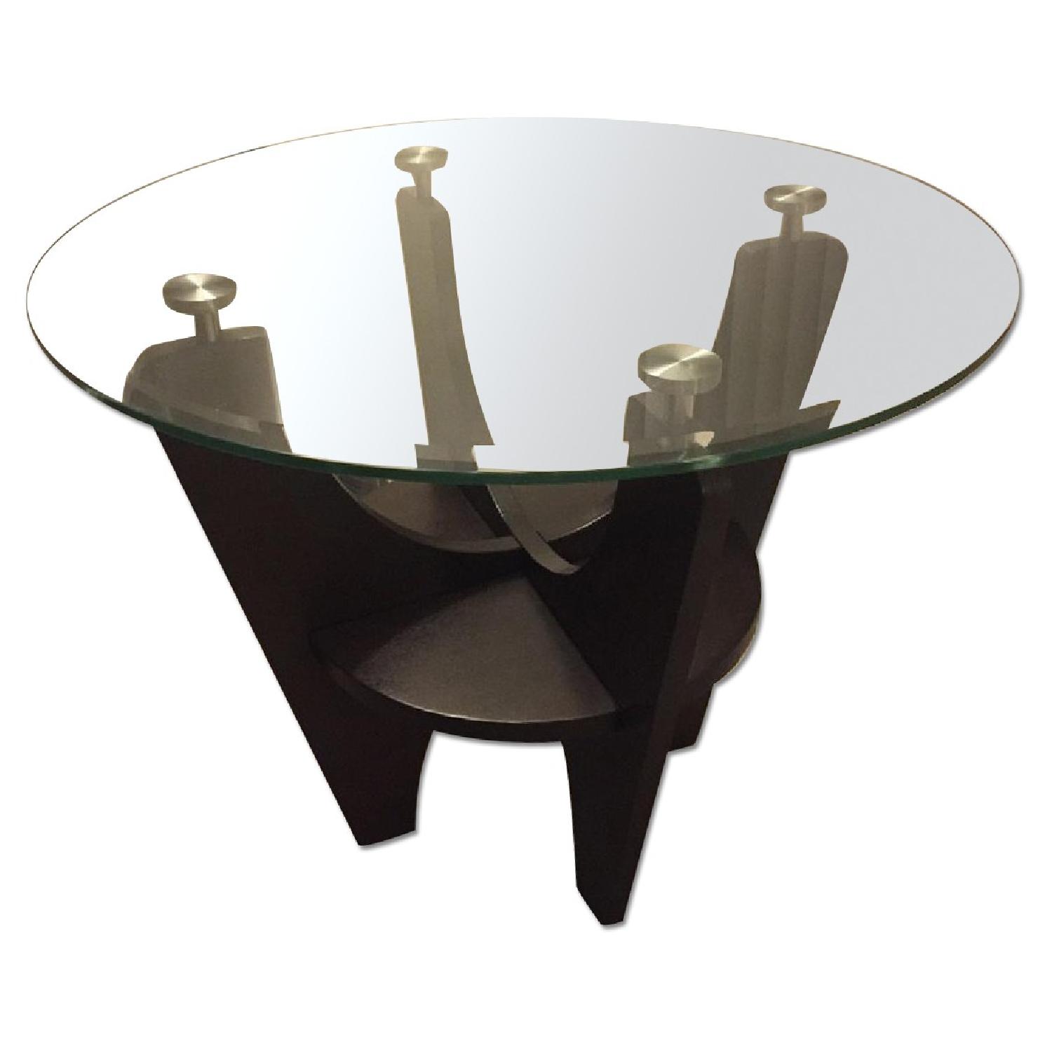 Value City Furniture Glass & Wooden Side Table - image-0