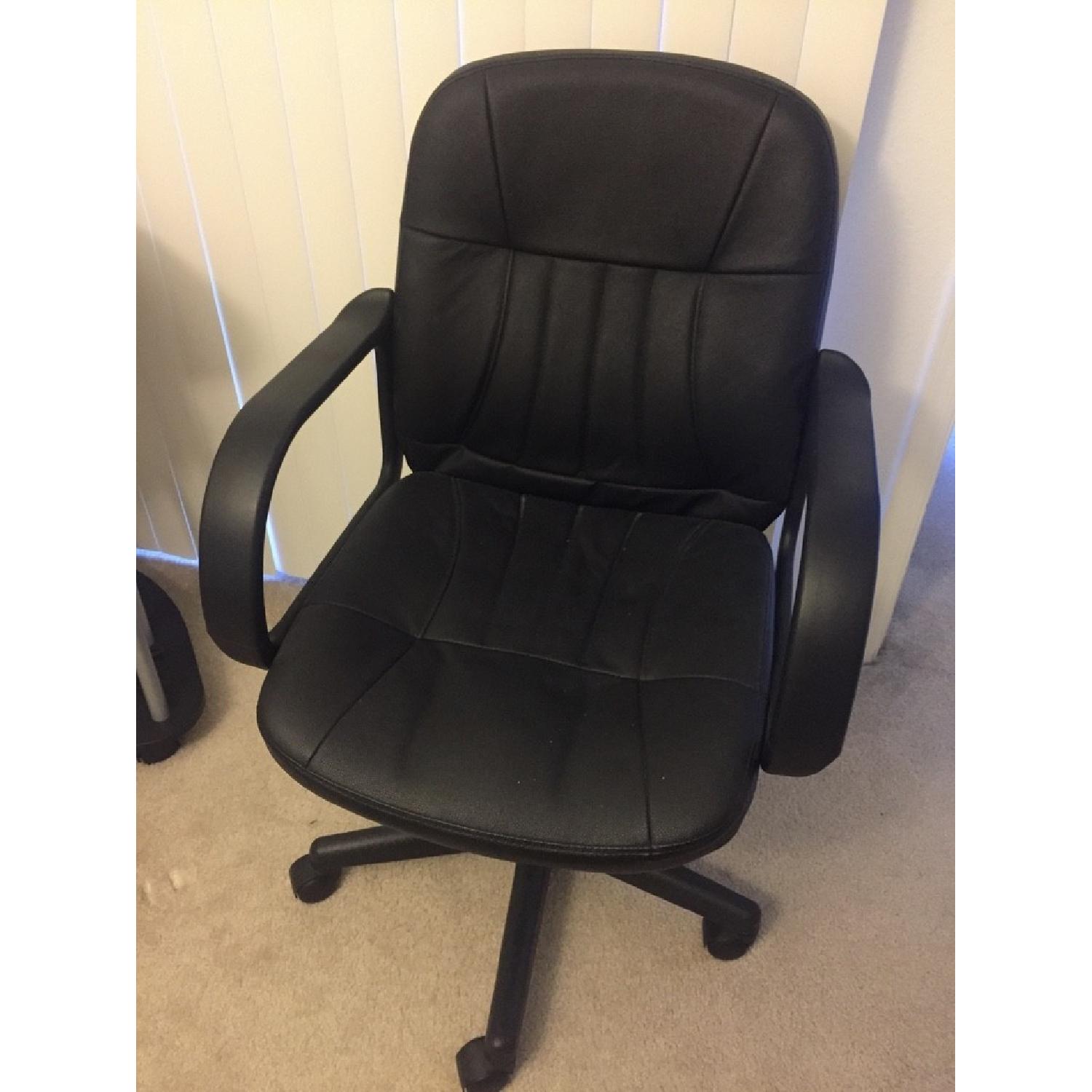 Computer Table  & Black Leather Office Chair - image-1