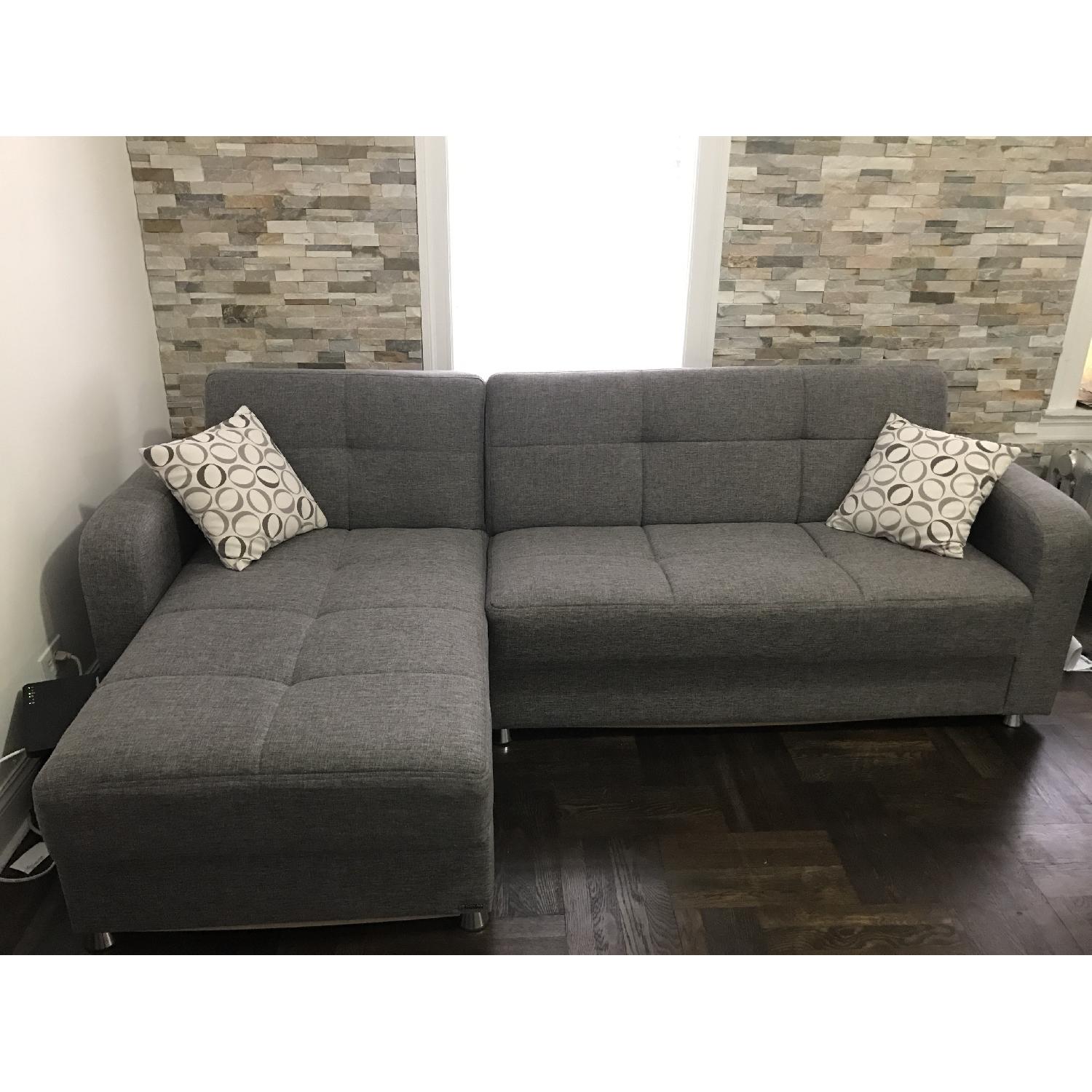 Vision Diego Gray Sectional Sofa w/ Storage - image-1