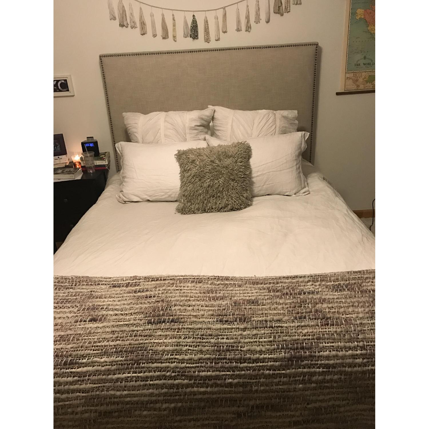 West Elm Tall Nailhead Tapered Leg Bed Frame - image-1