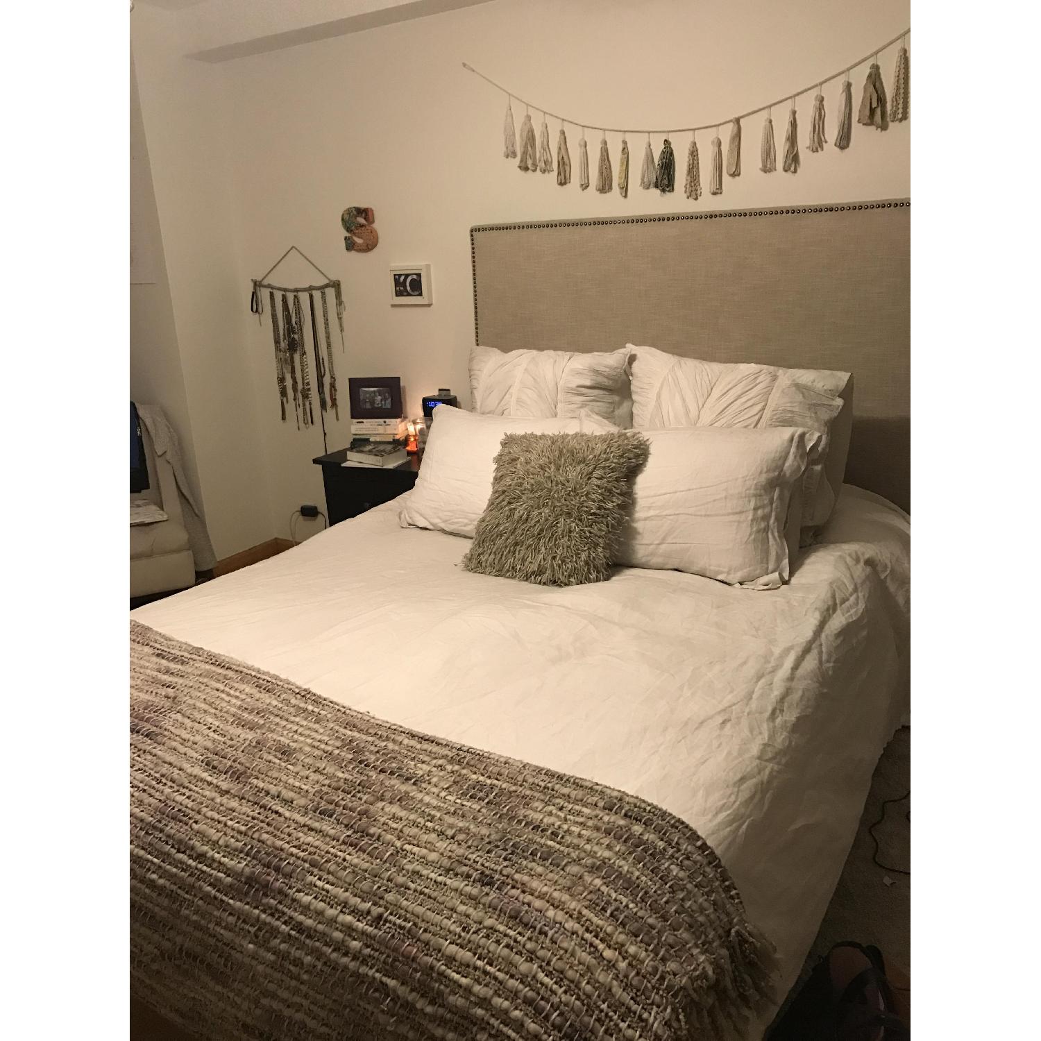 West Elm Tall Nailhead Tapered Leg Bed Frame - image-2