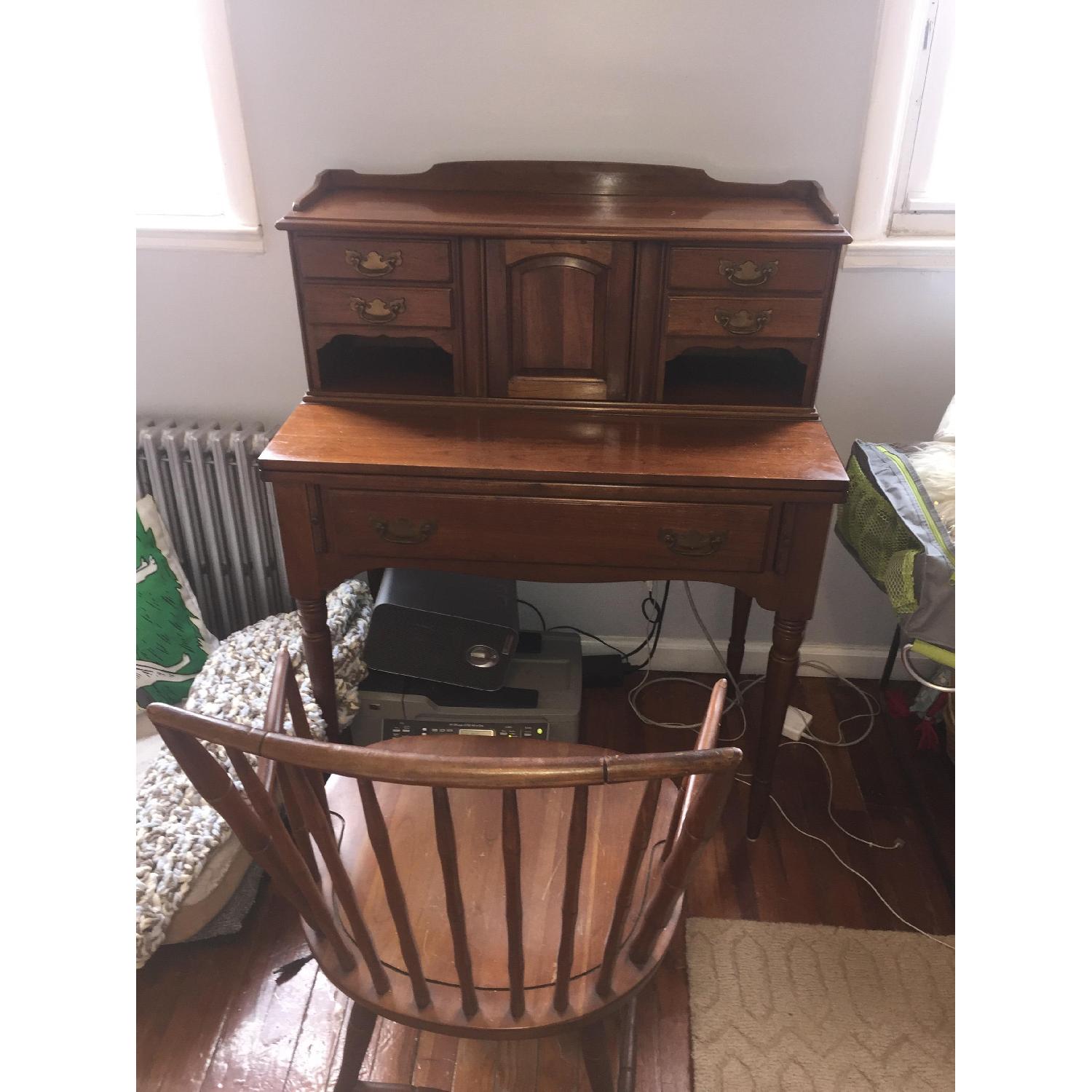 Antique Desk w/ Secret Compartment & Chair - image-4