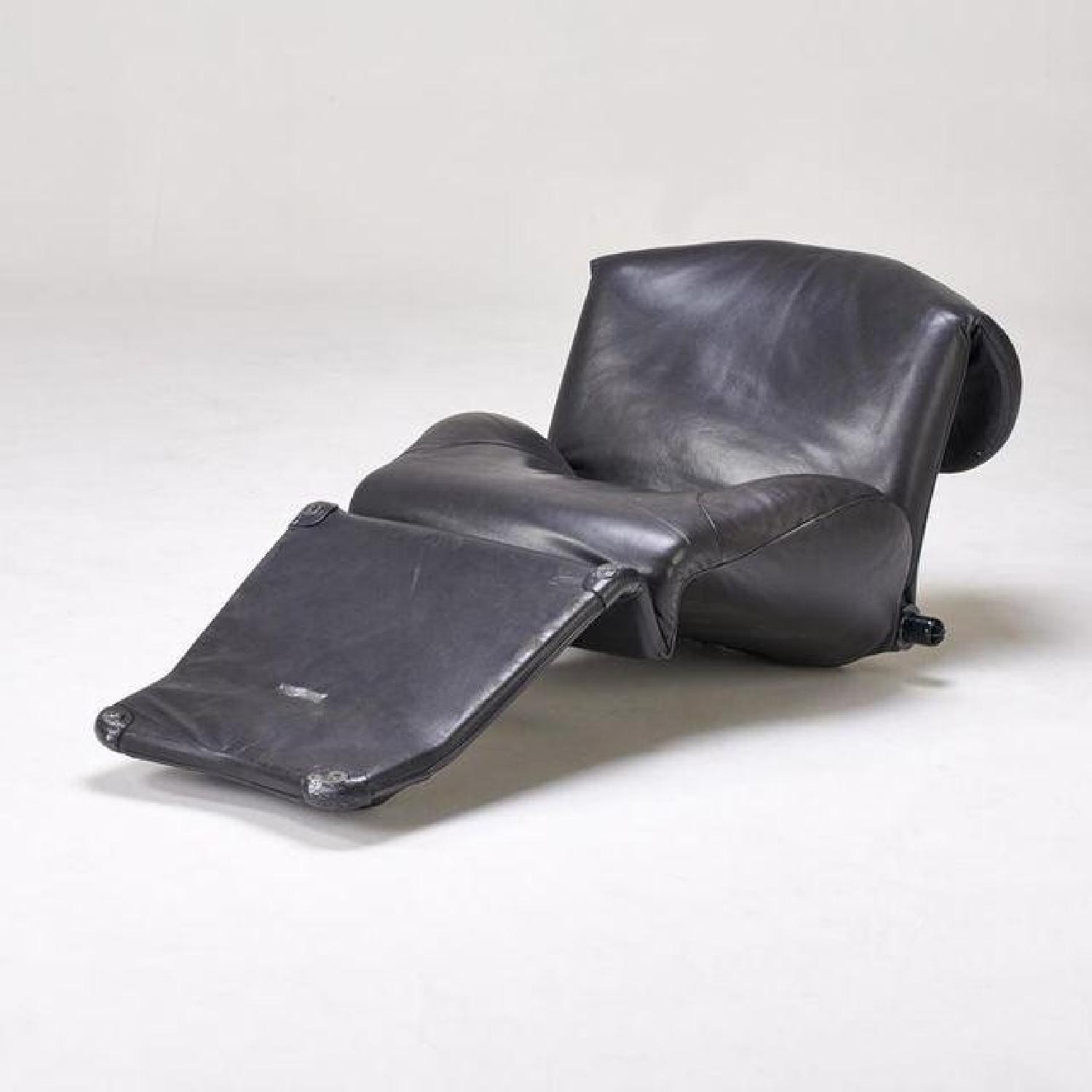 Cassina 1980 Toshiyuki Kita Wink Chair in Black Leather - image-1