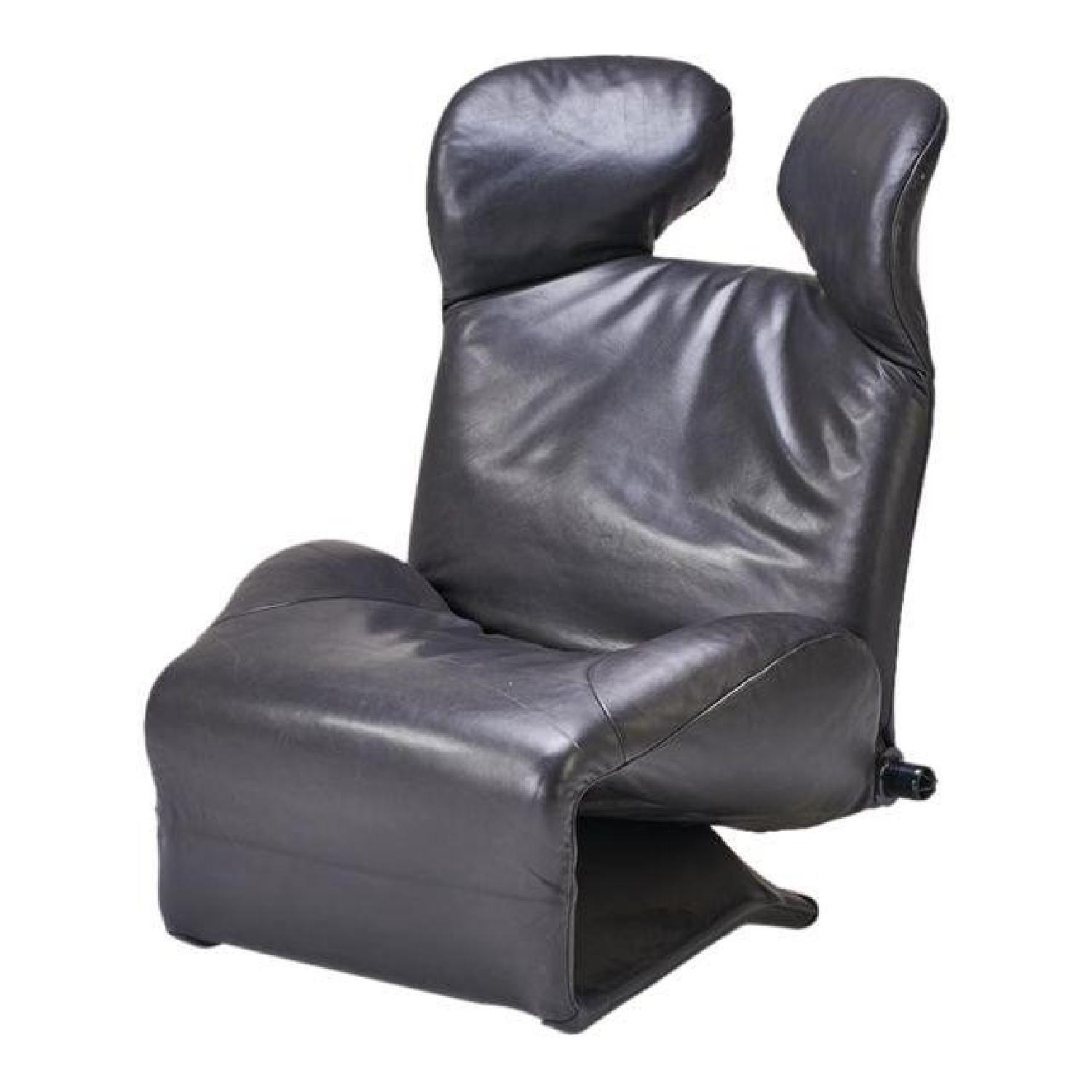 Cassina 1980 Toshiyuki Kita Wink Chair in Black Leather - image-2