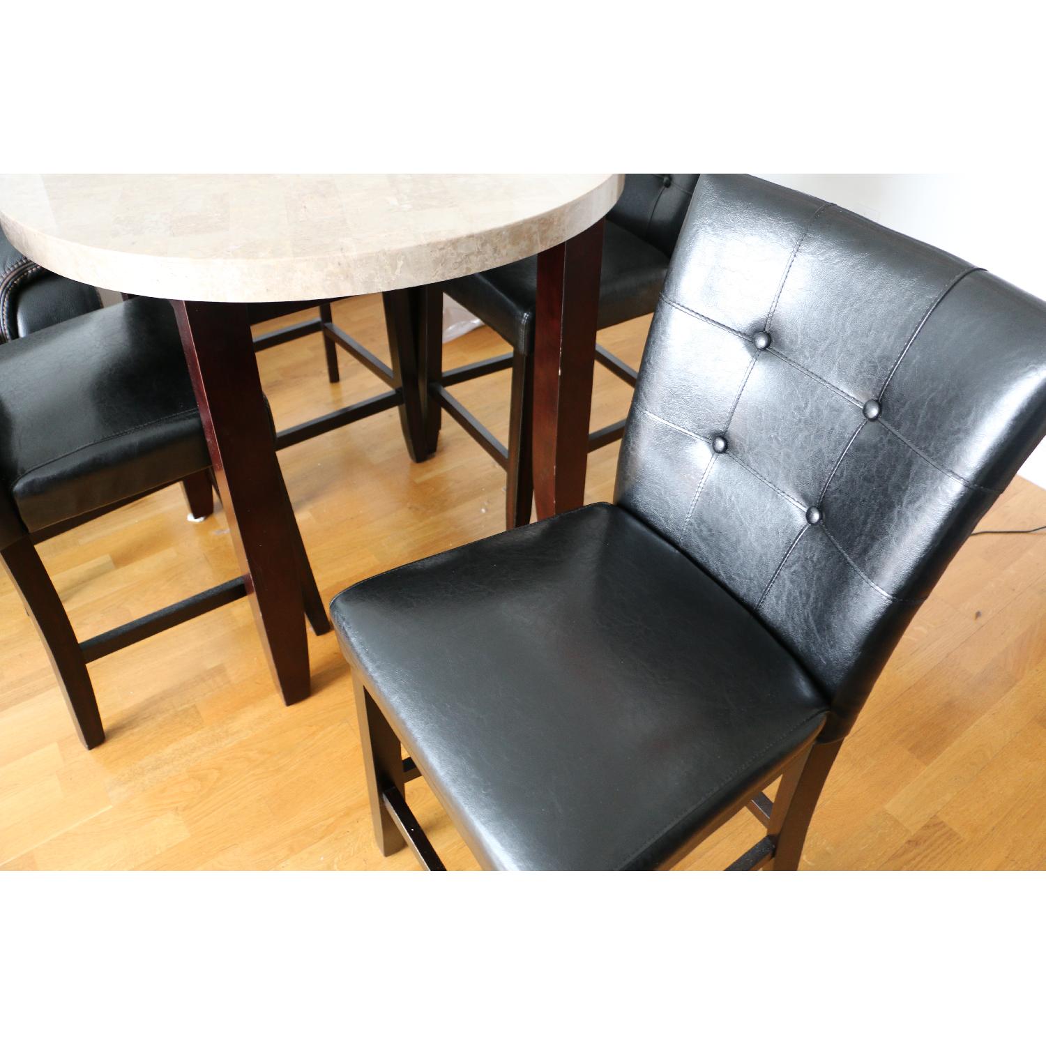 Bob's 5-Piece Round Marble & Leather Dining Set - image-3