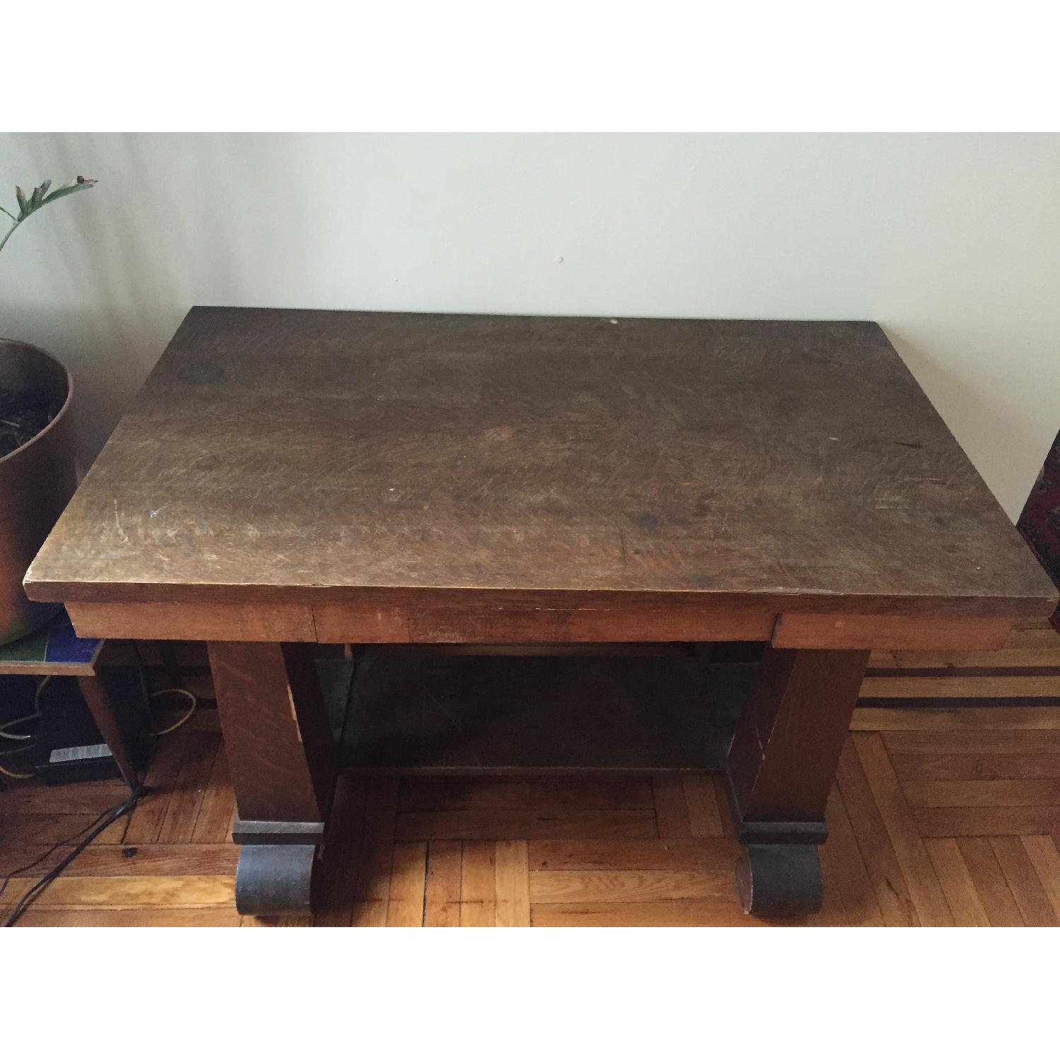 Kiel Furniture Company Wooden Desk & Black Captains Chair AptDeco