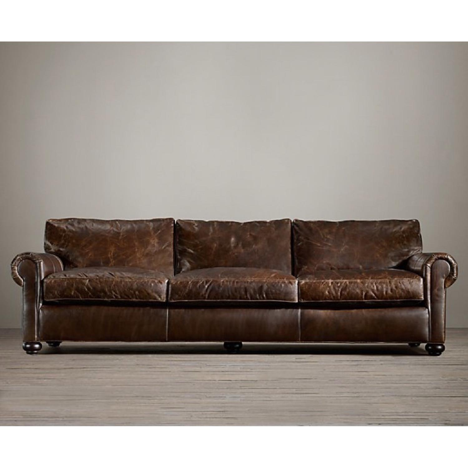 Restoration Hardware Lancaster Leather Sofa - image-6