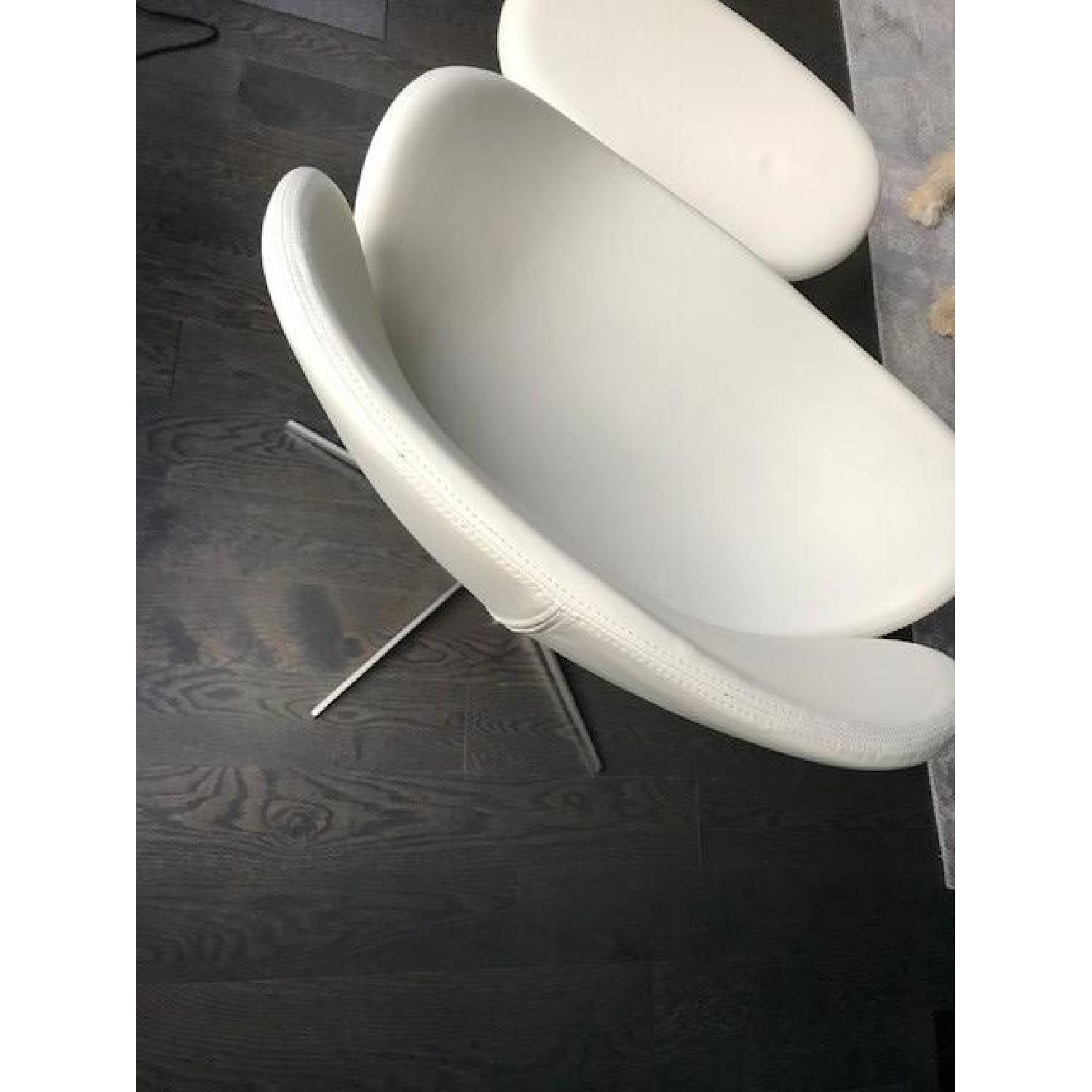 BoConcept Ogi White Bahia Leather Chair & Footstool - AptDeco