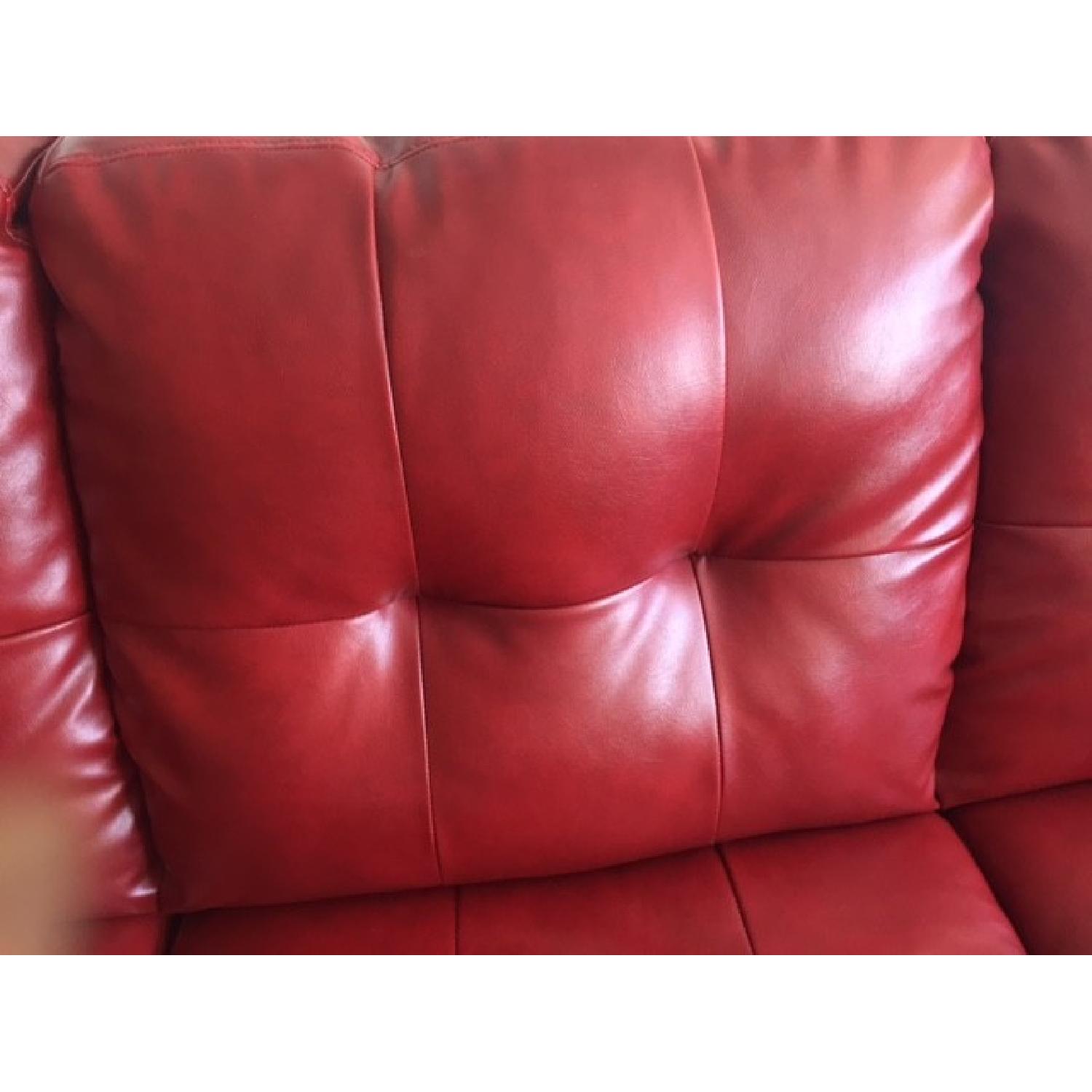 Ashley's Alliston Tufted Durablend Sectional in Red Salsa - image-4