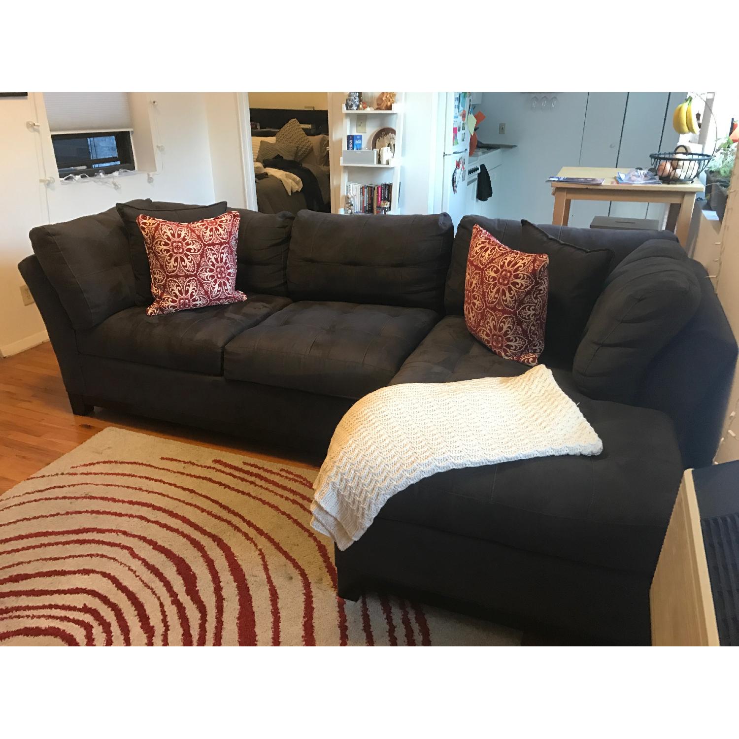 Cindy Crawford Home Metropolis 2-Piece Microfiber Sectional Sofa in Slate - image-1