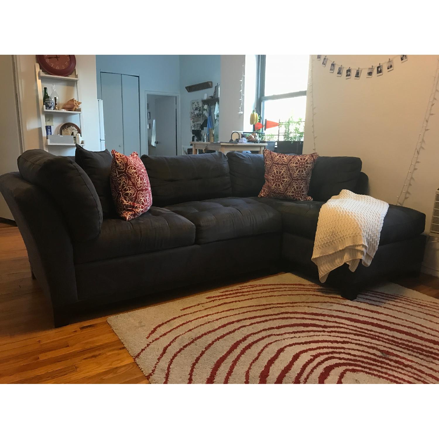 Cindy Crawford Home Metropolis 2-Piece Microfiber Sectional Sofa in Slate - image-2