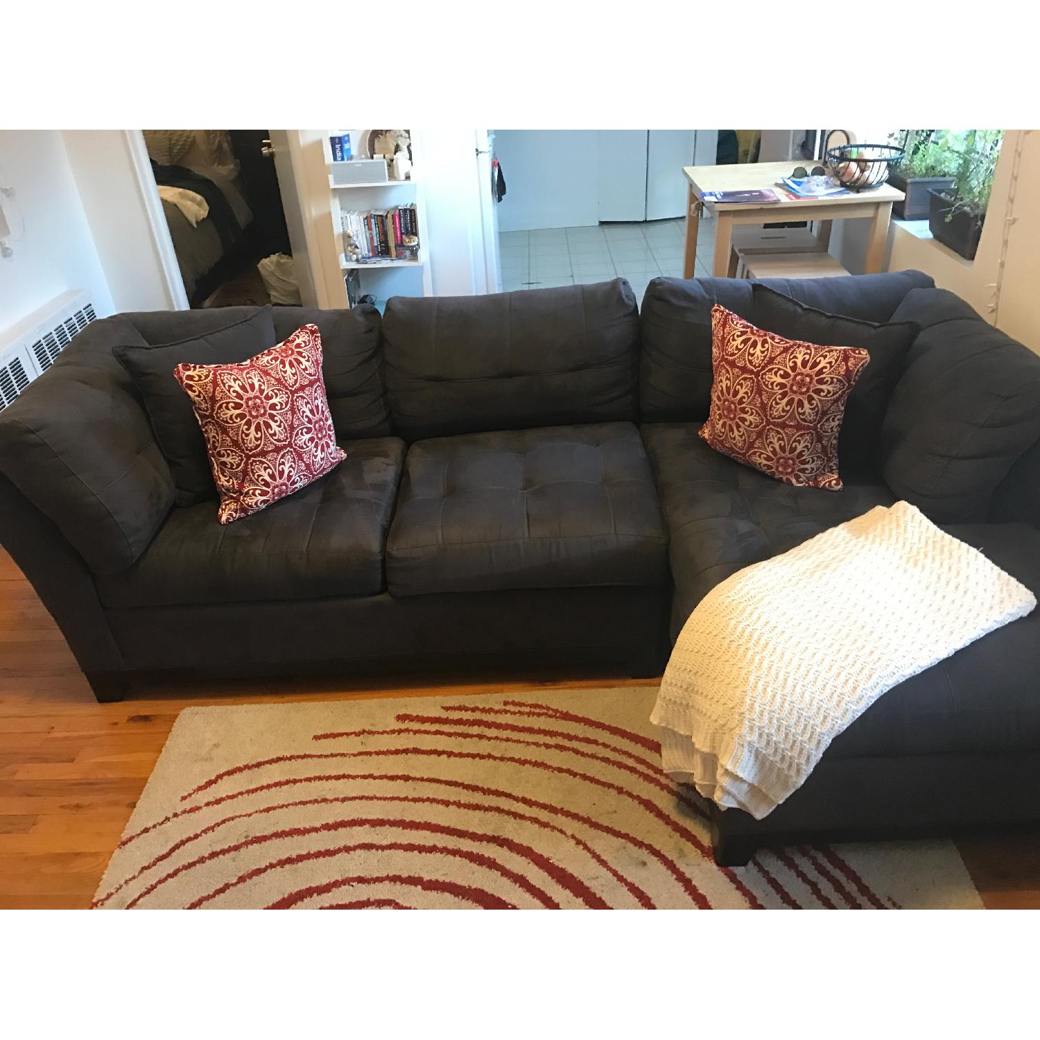 Cindy Crawford Home Metropolis 2-Piece Microfiber Sectional Sofa in Slate - image-3