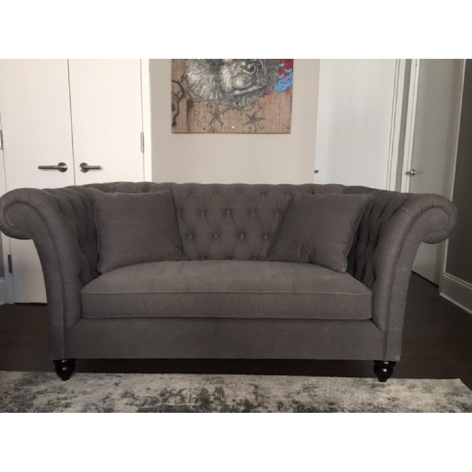 ABC Carpet and Home Grey Chesterfield Sofa - image-1