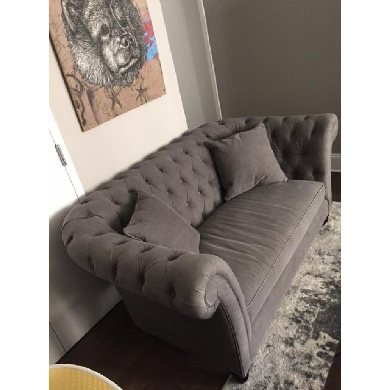 ABC Carpet and Home Grey Chesterfield Sofa - image-4