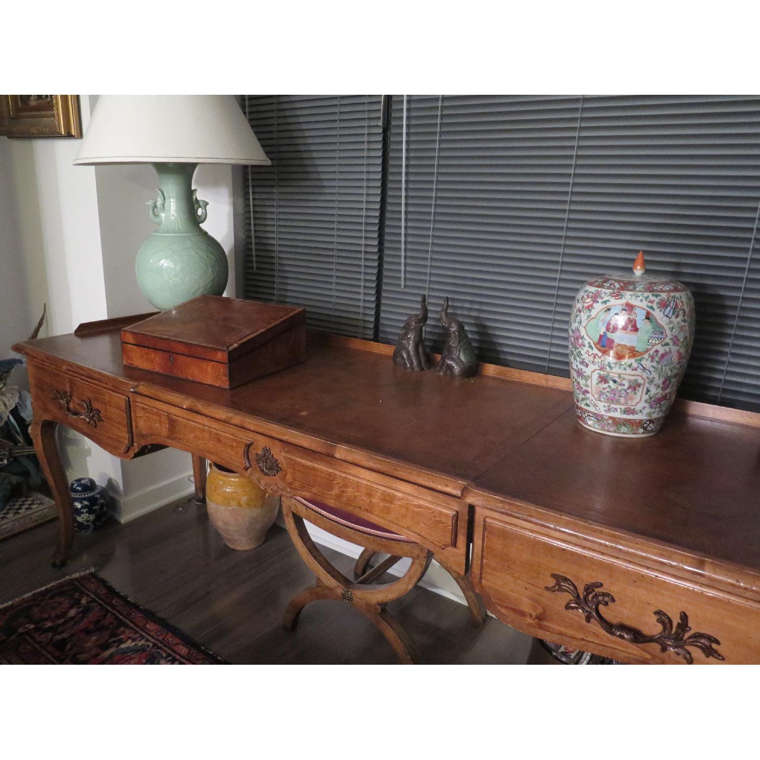 Antique French Oak Leather Top Desk/Console - image-1