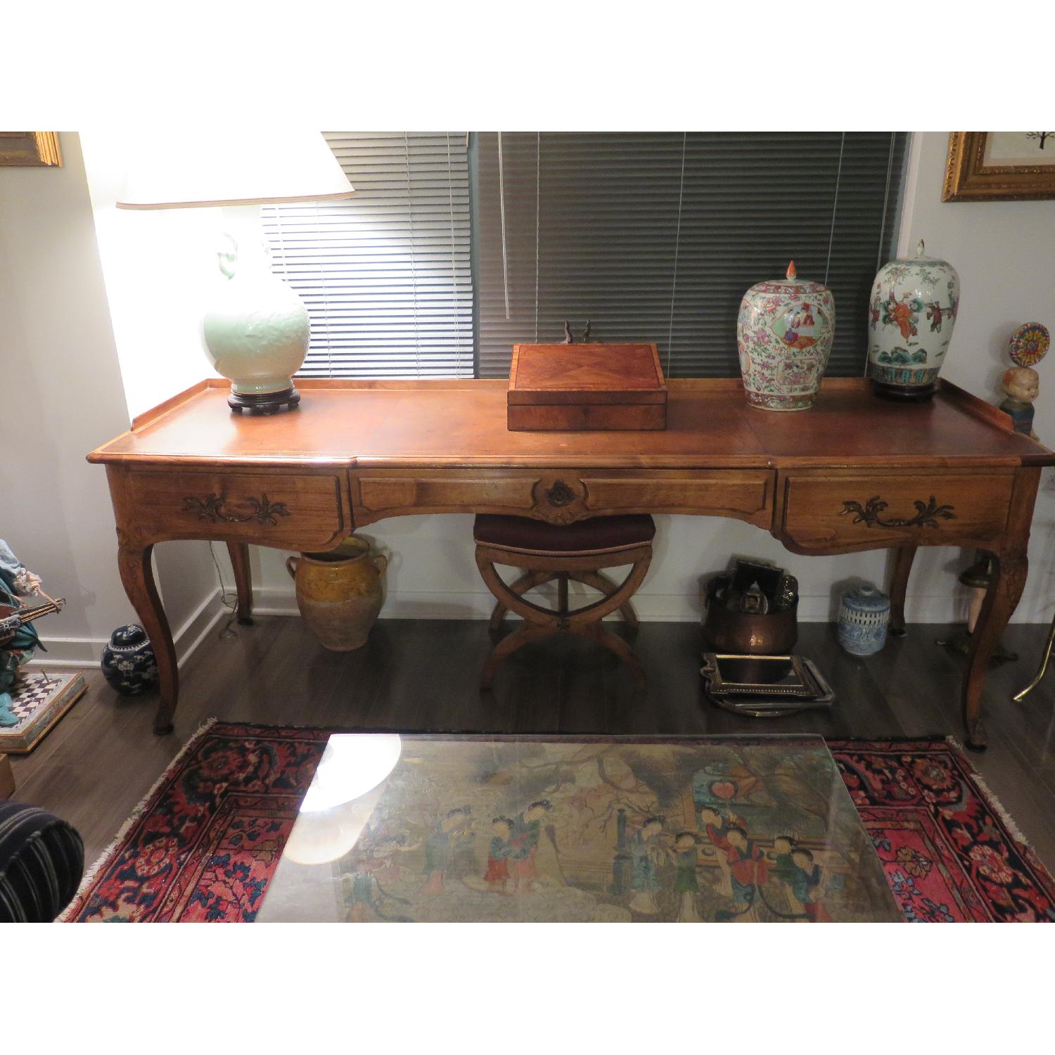 Antique French Oak Leather Top Desk/Console - image-4
