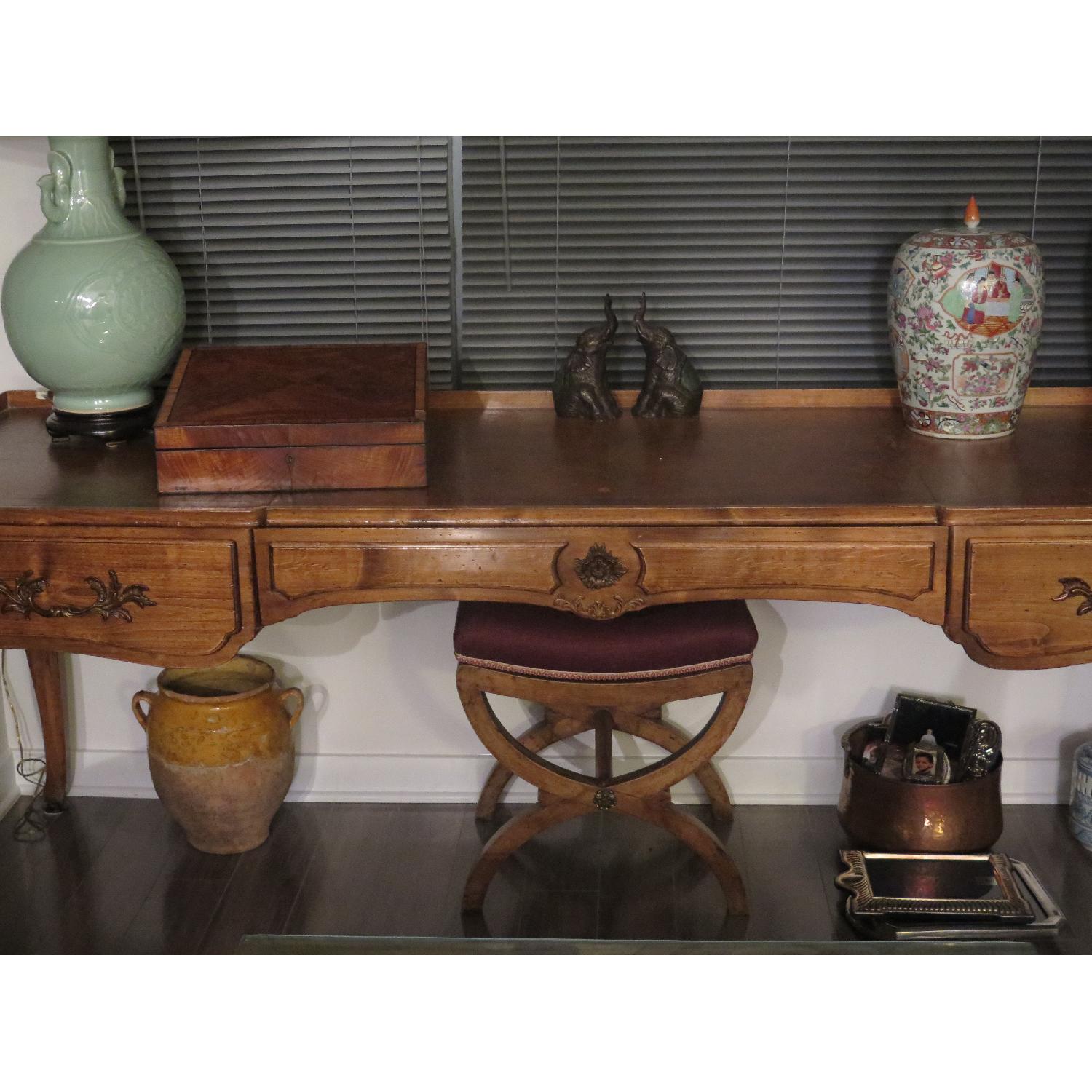Antique French Oak Leather Top Desk/Console - image-7