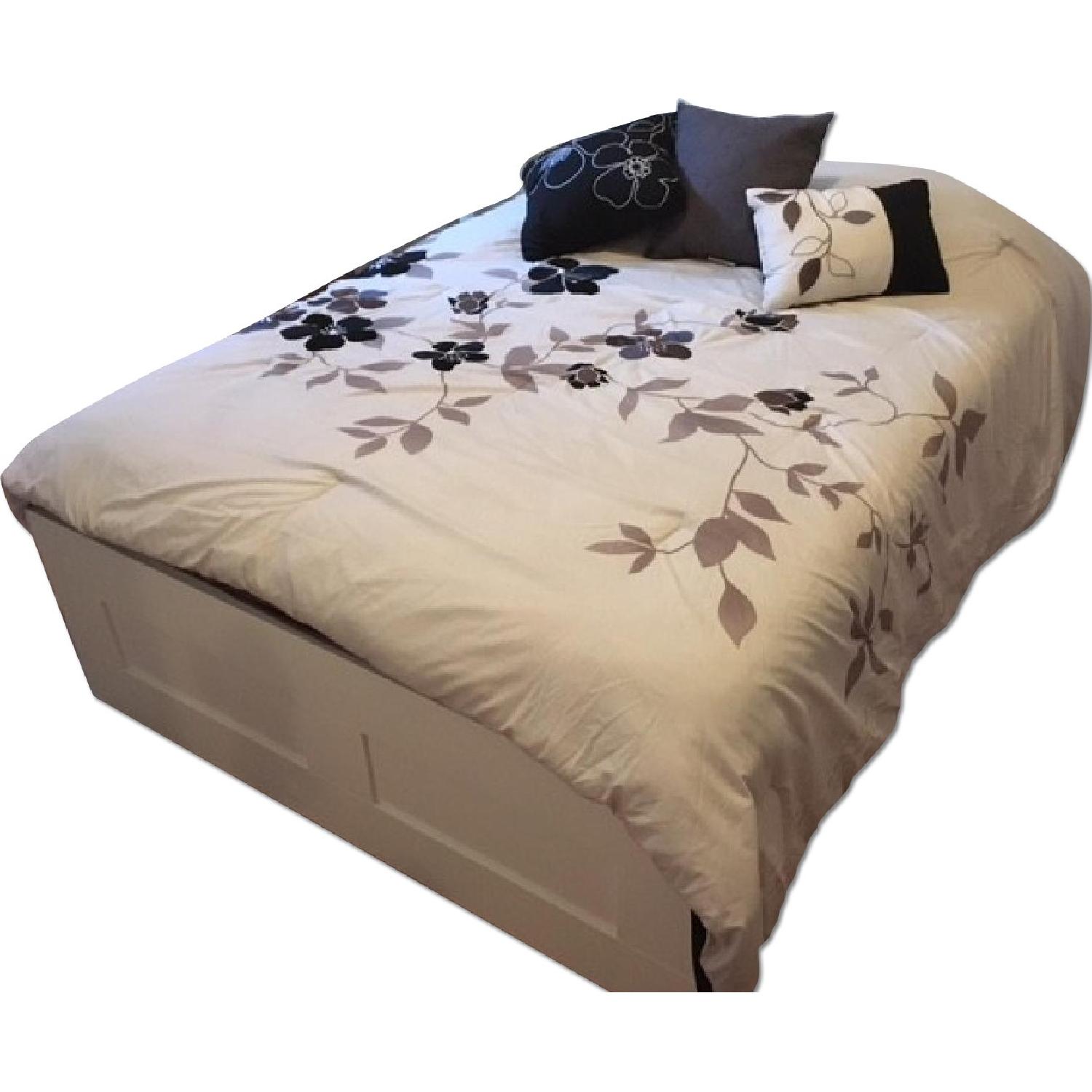 Ikea Brimnes White Full Size Bed Frame w/ Storage Drawers & Slatted Bed