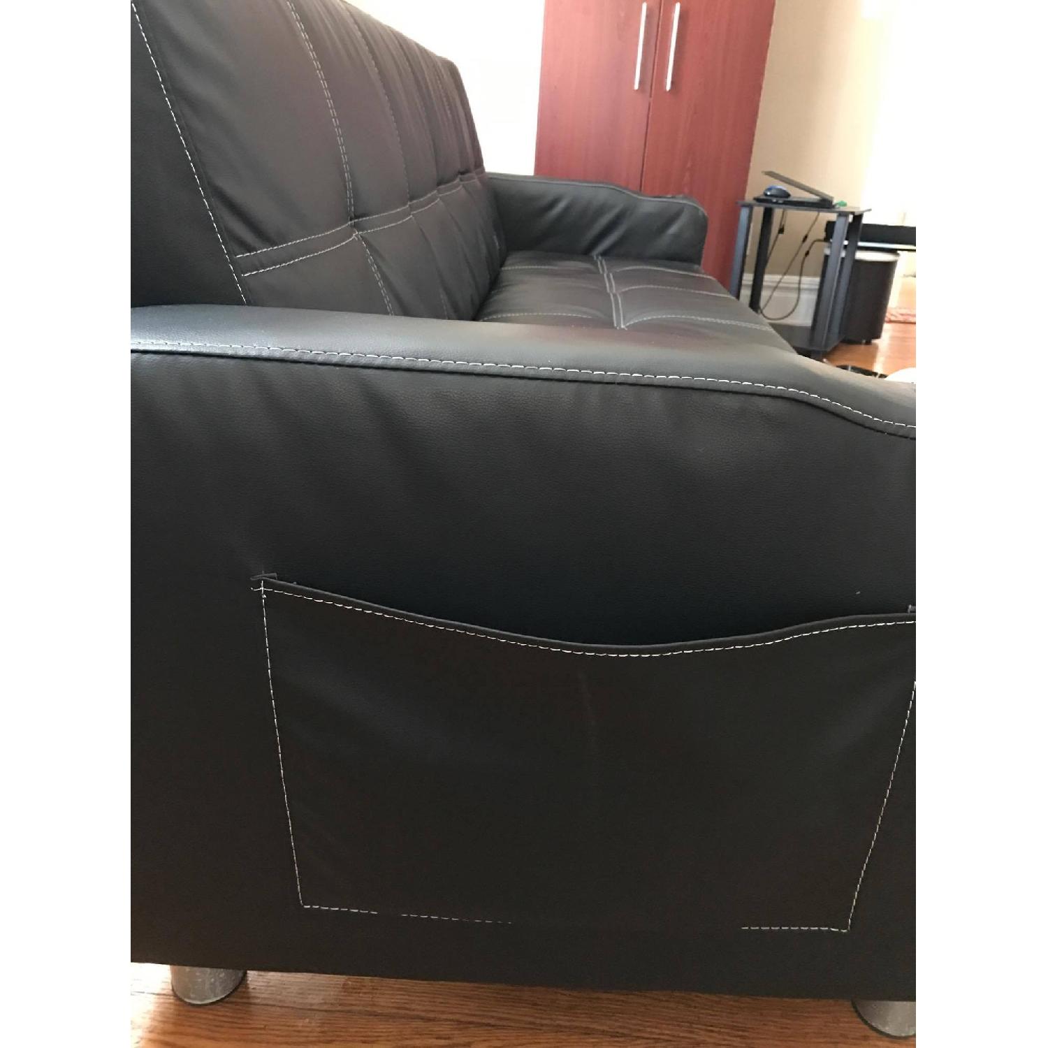 Black Leather Sleeper Sofa - image-2