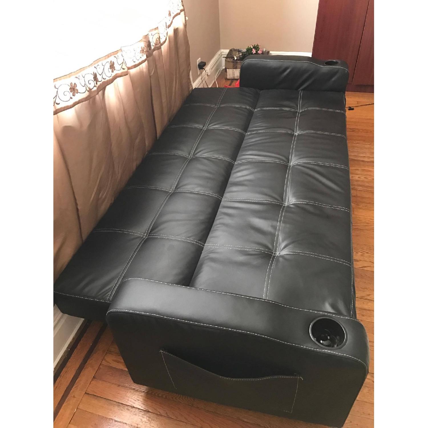 Black Leather Sleeper Sofa - image-4