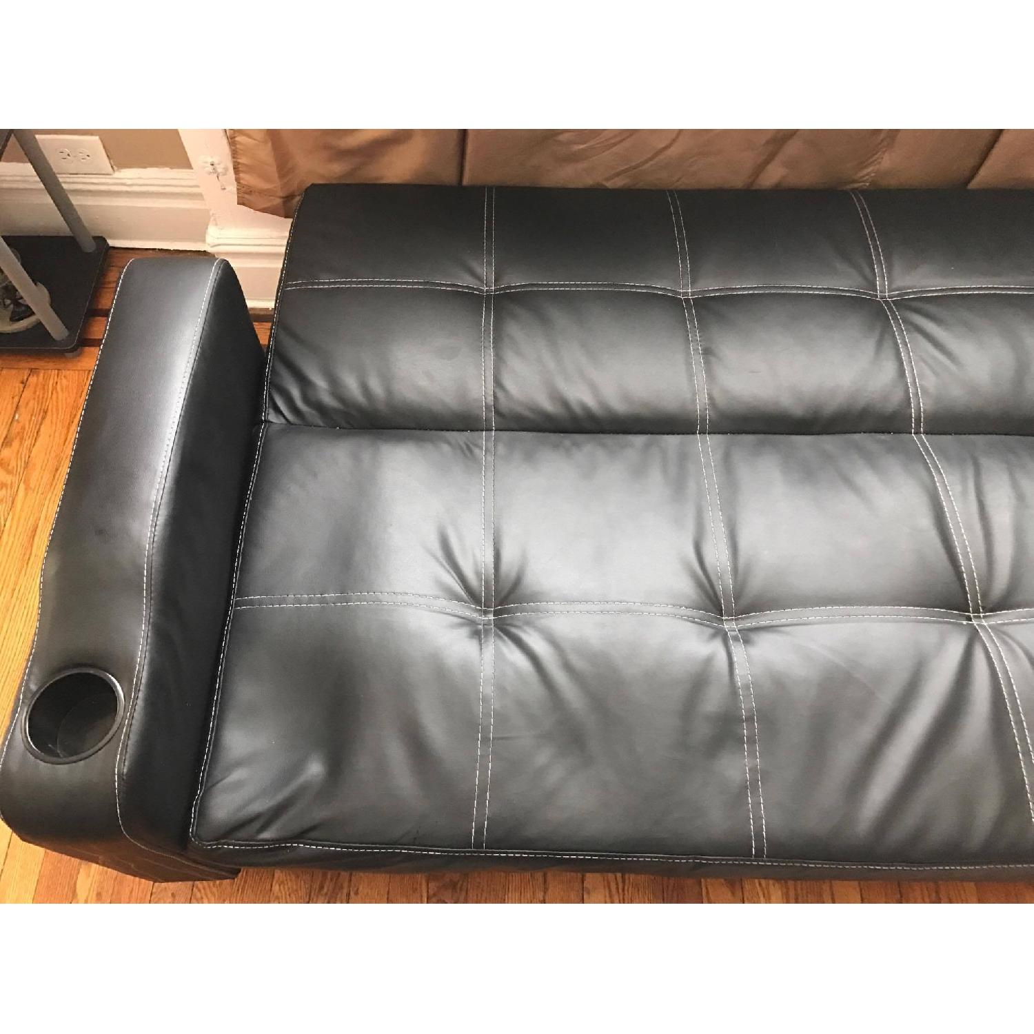 Black Leather Sleeper Sofa - image-6