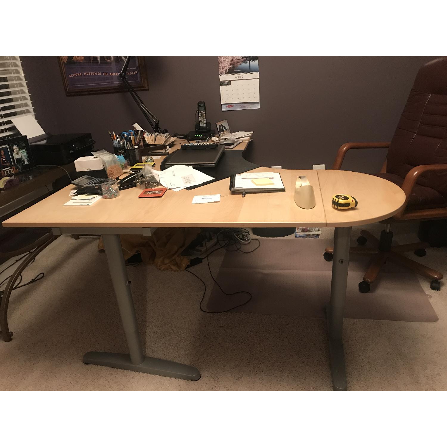 Ikea L-Shaped Desk w/ Steel Legs/Keyboard Hang & Desk Pad - image-1